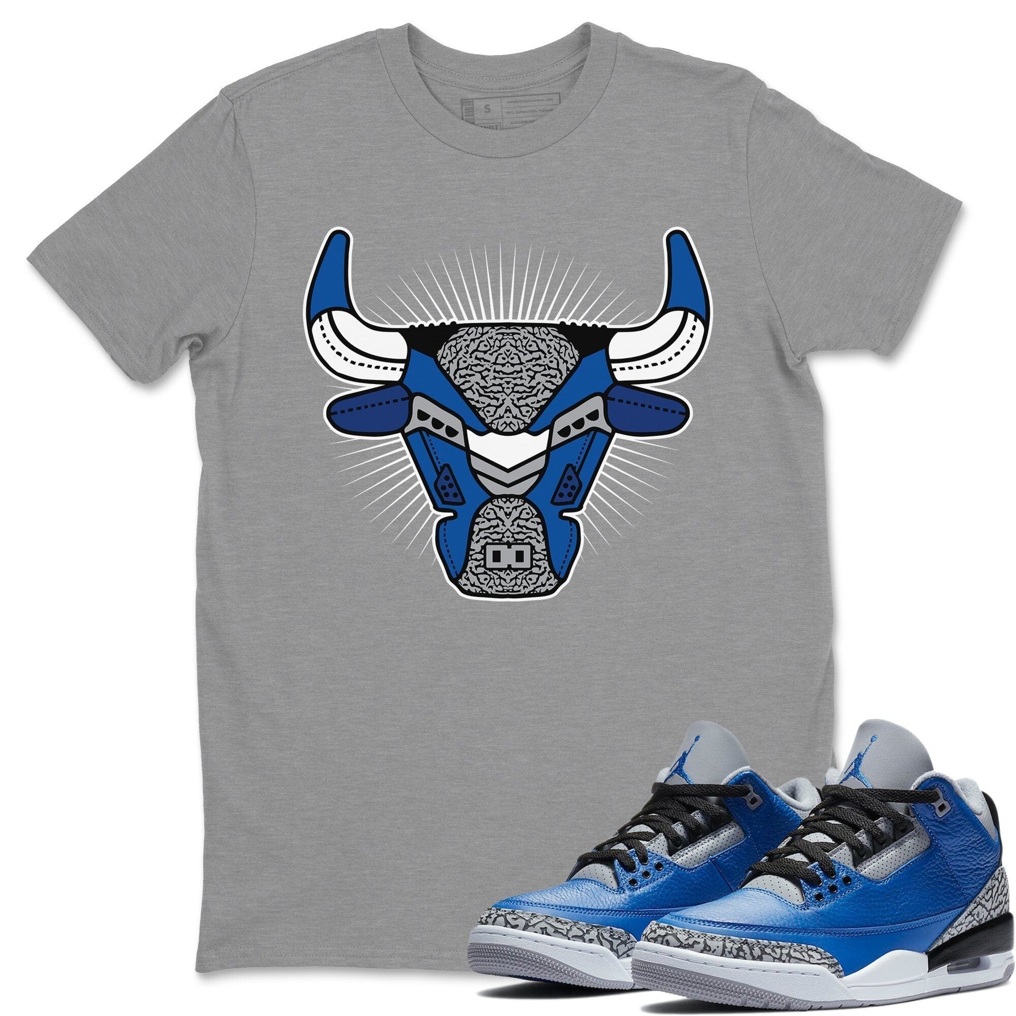 Bull Head Unisex Tops - Air Jordan 3 Varsity Royal