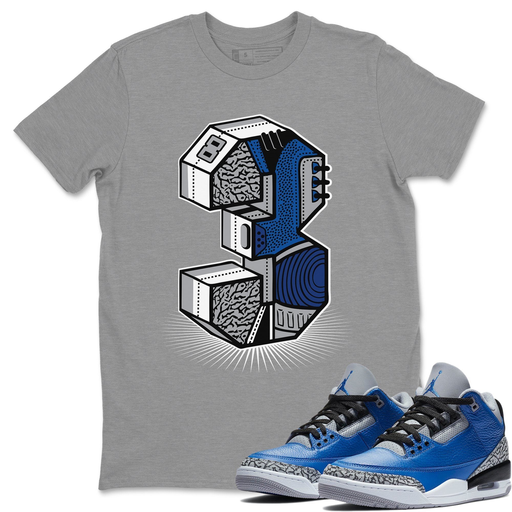 Three Statue Unisex Tops - Air Jordan 3 Varsity Royal