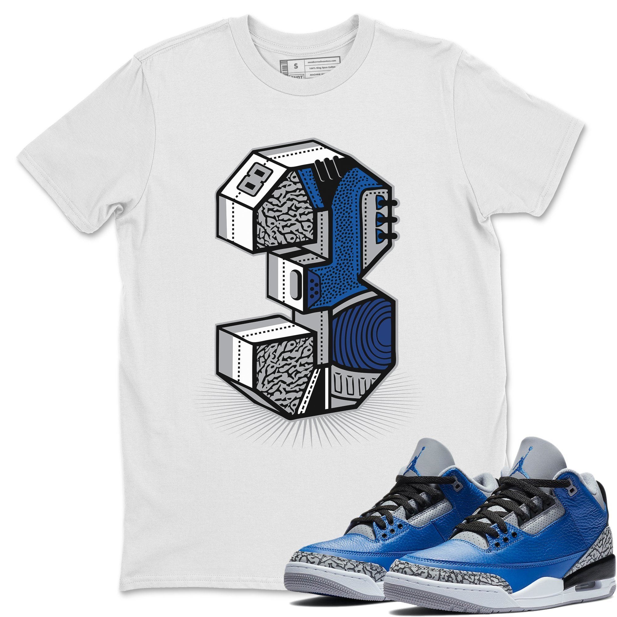 Three Statue Unisex Tops - Air Jordan 3 Varsity Royal