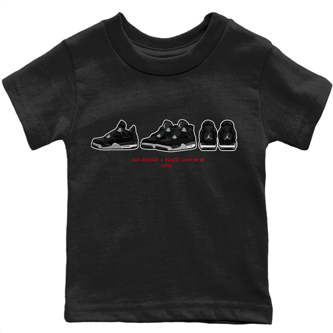 snkmatch Prelude Kids Tops - Air Jordan 4 Black Canvas