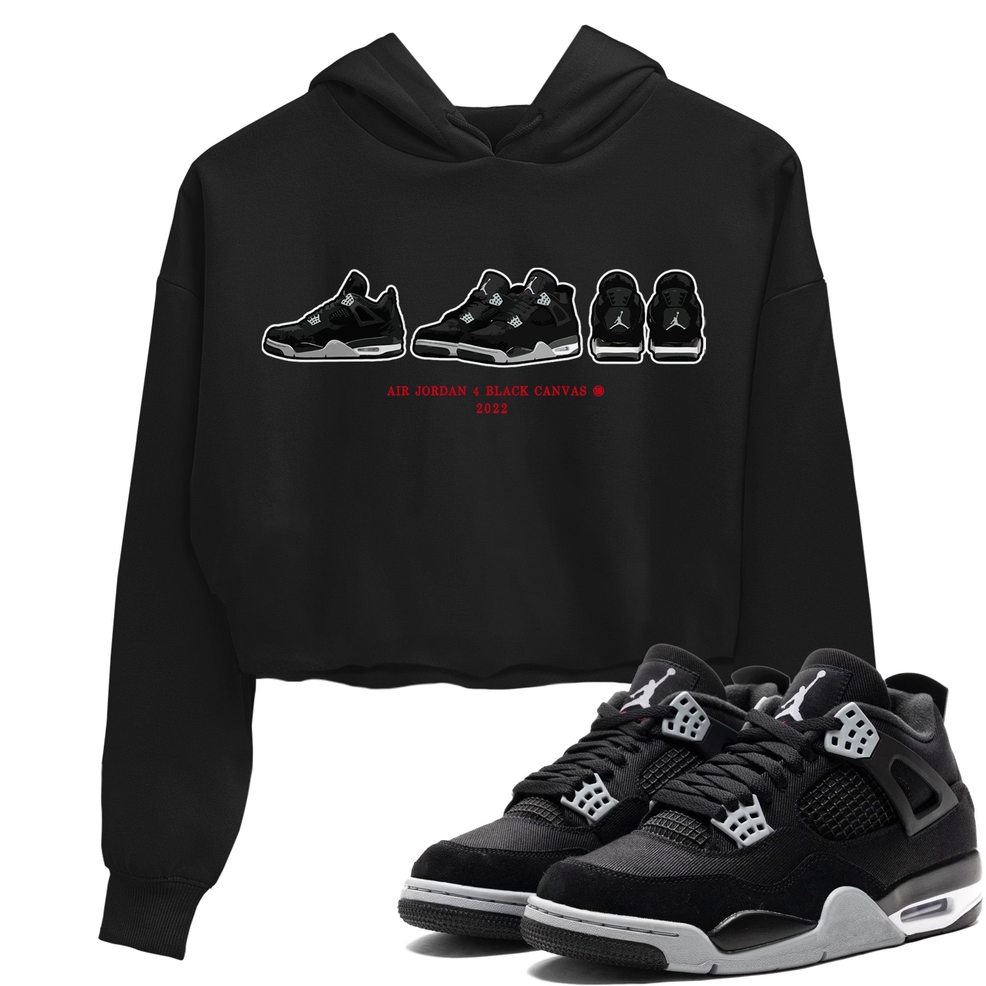 snkmatch Prelude Women's Tops - Air Jordan 4 Black Canvas