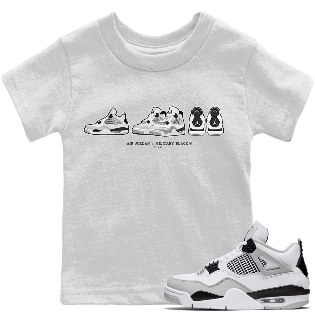 snkmatch Prelude Kids Tops - Air Jordan 4 Military Black