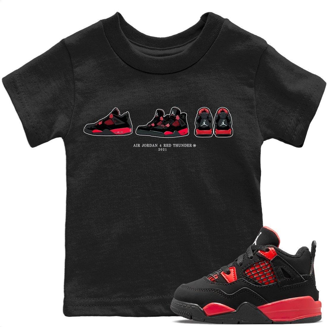 snkmatch Prelude Kids Tops - Air Jordan 4 Red Thunder