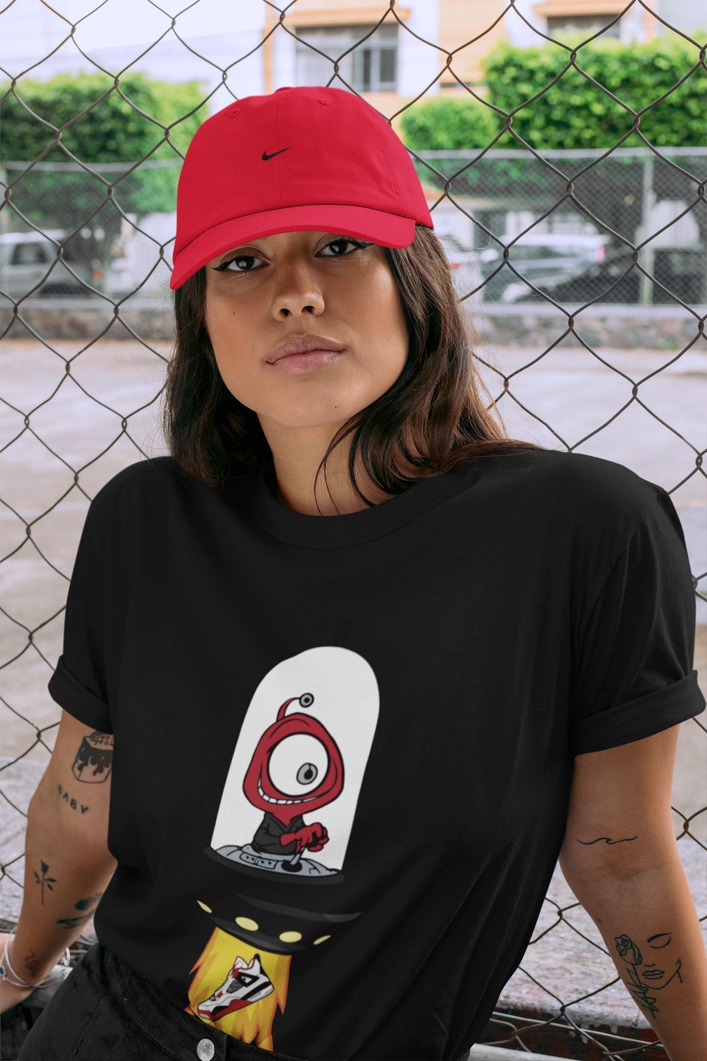 Alien Unisex Tops - Air Jordan 4 Fire Red