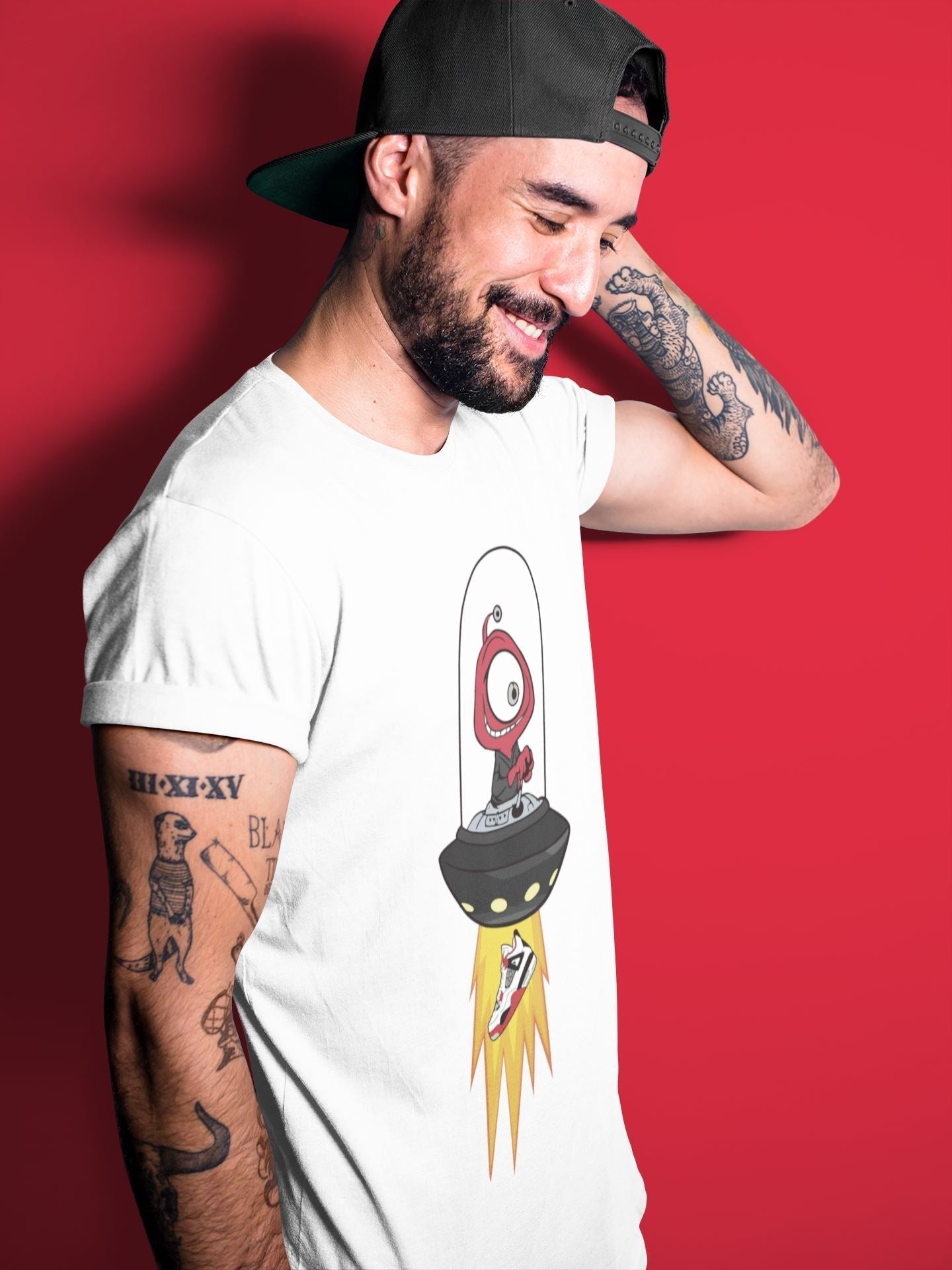Alien Unisex Tops - Air Jordan 4 Fire Red