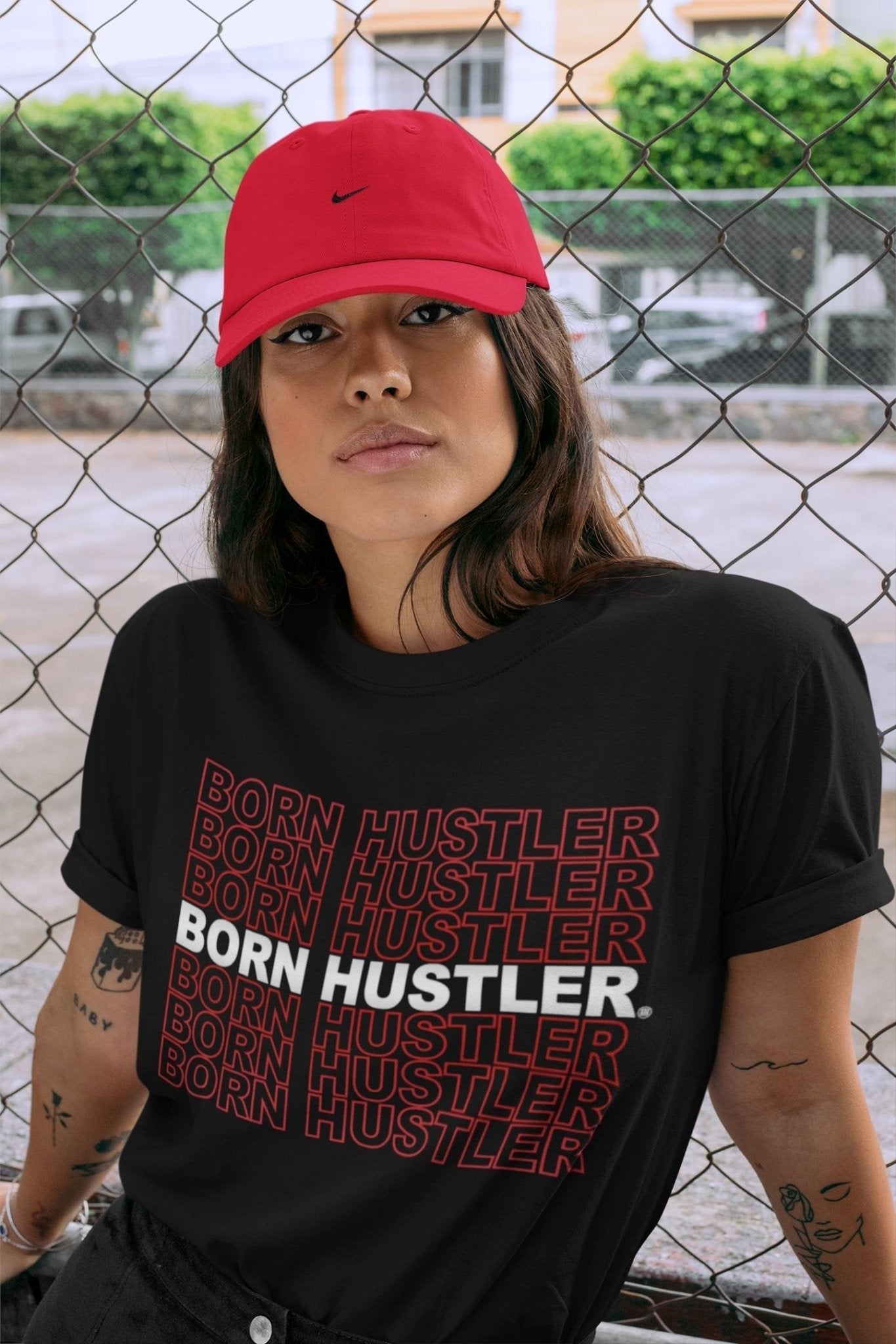 Born Hustler Unisex Tops - Air Jordan 4 Fire Red