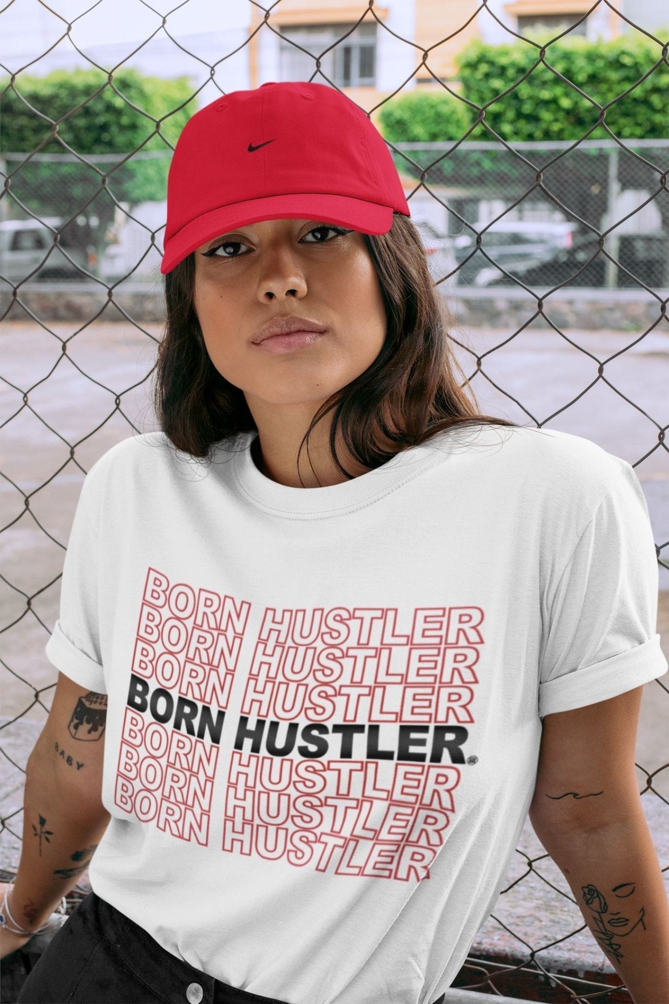 Born Hustler Unisex Tops - Air Jordan 4 Fire Red