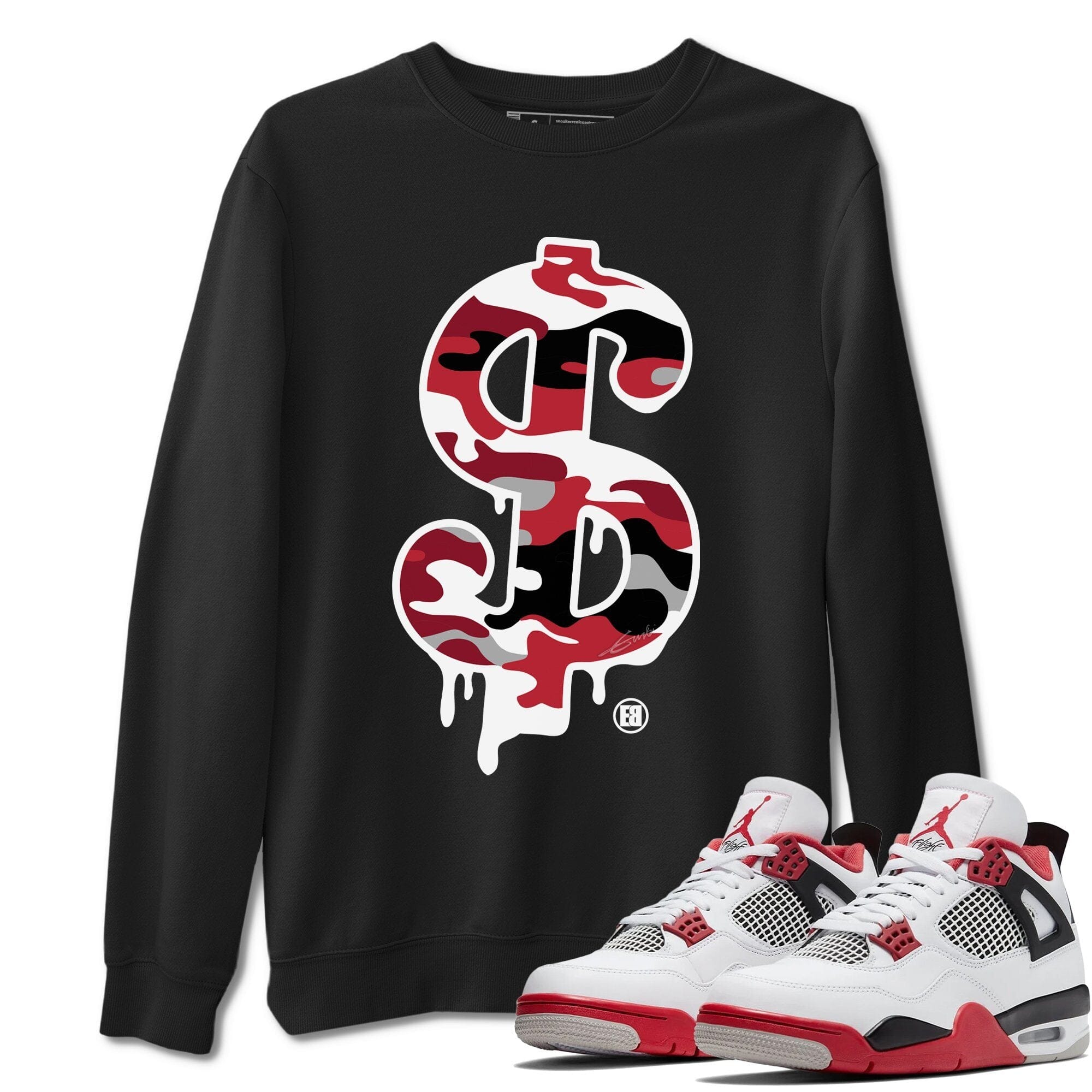 Dollar Camo Unisex Tops - Air Jordan 4 Fire Red