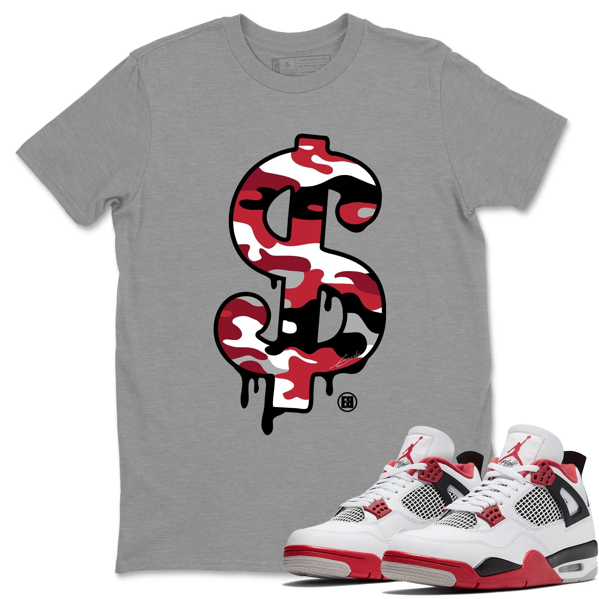 Dollar Camo Unisex Tops - Air Jordan 4 Fire Red