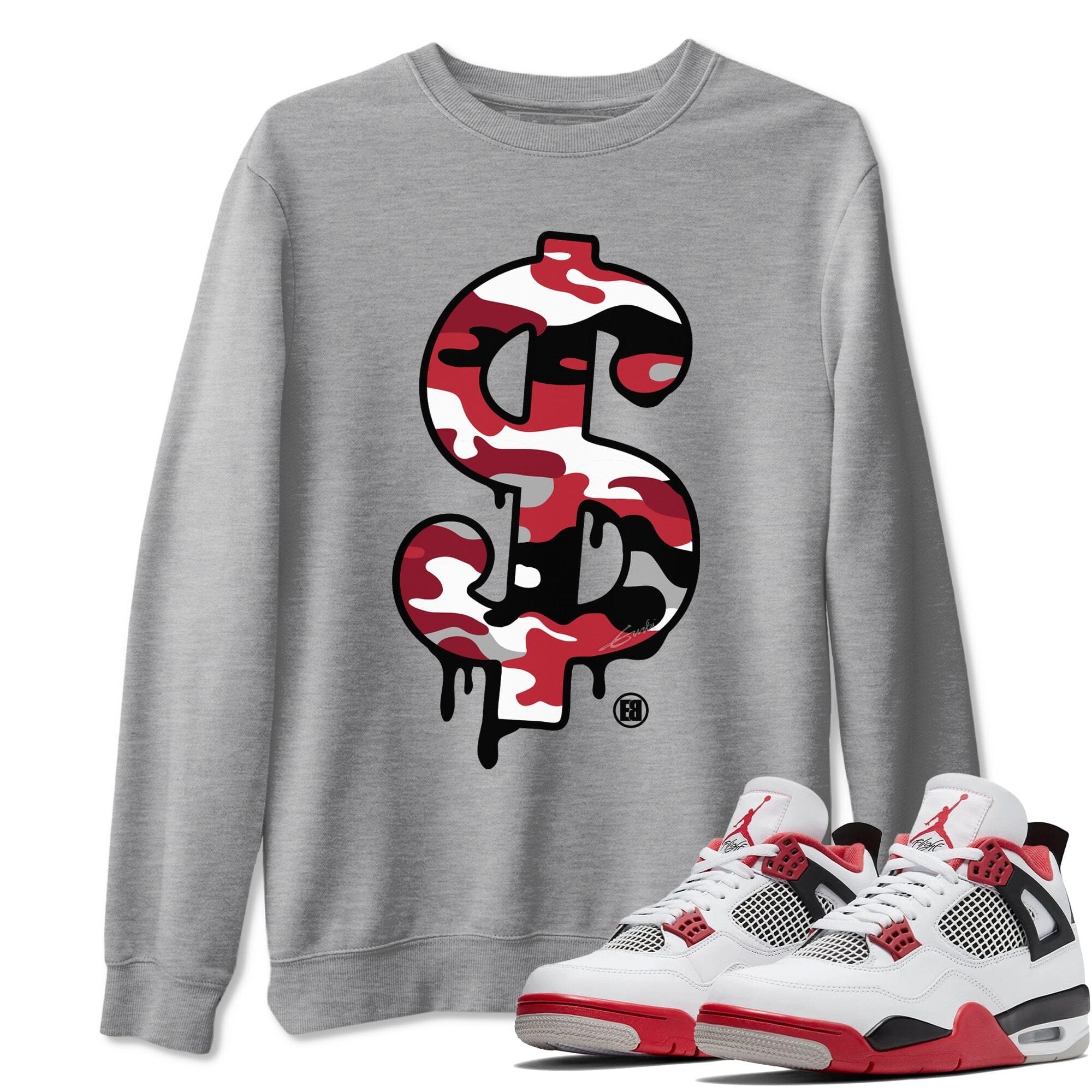 Dollar Camo Unisex Tops - Air Jordan 4 Fire Red