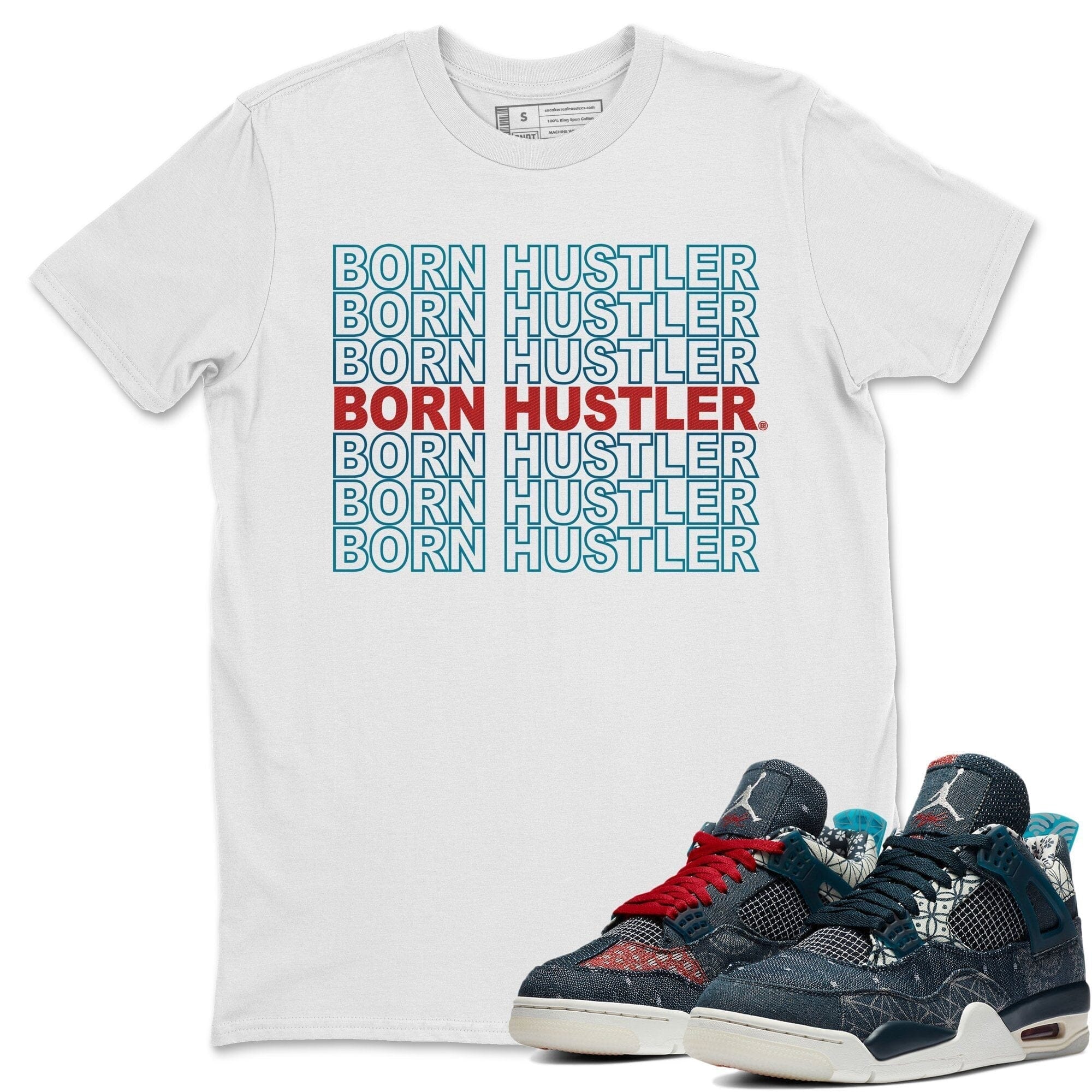 Born Hustler Unisex Tops - Air Jordan 4 Deep Ocean