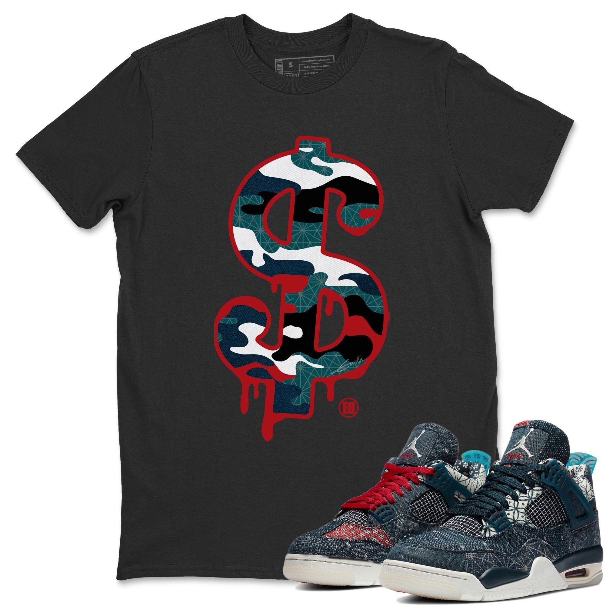 Dollar Camo Unisex Tops - Air Jordan 4 Deep Ocean