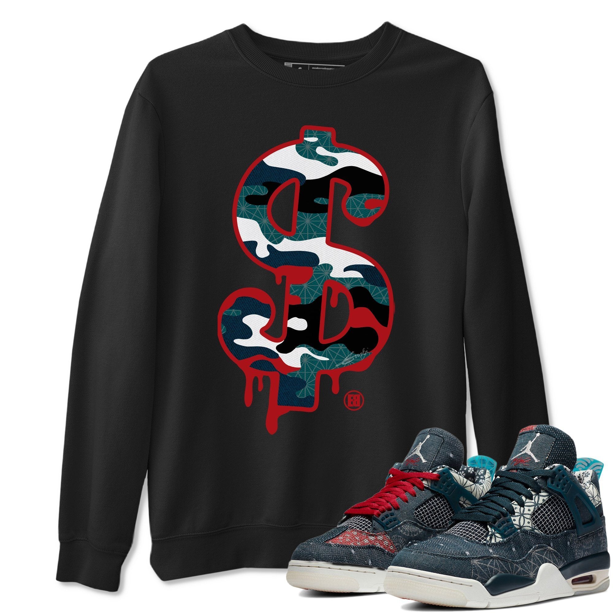 Dollar Camo Unisex Tops - Air Jordan 4 Deep Ocean