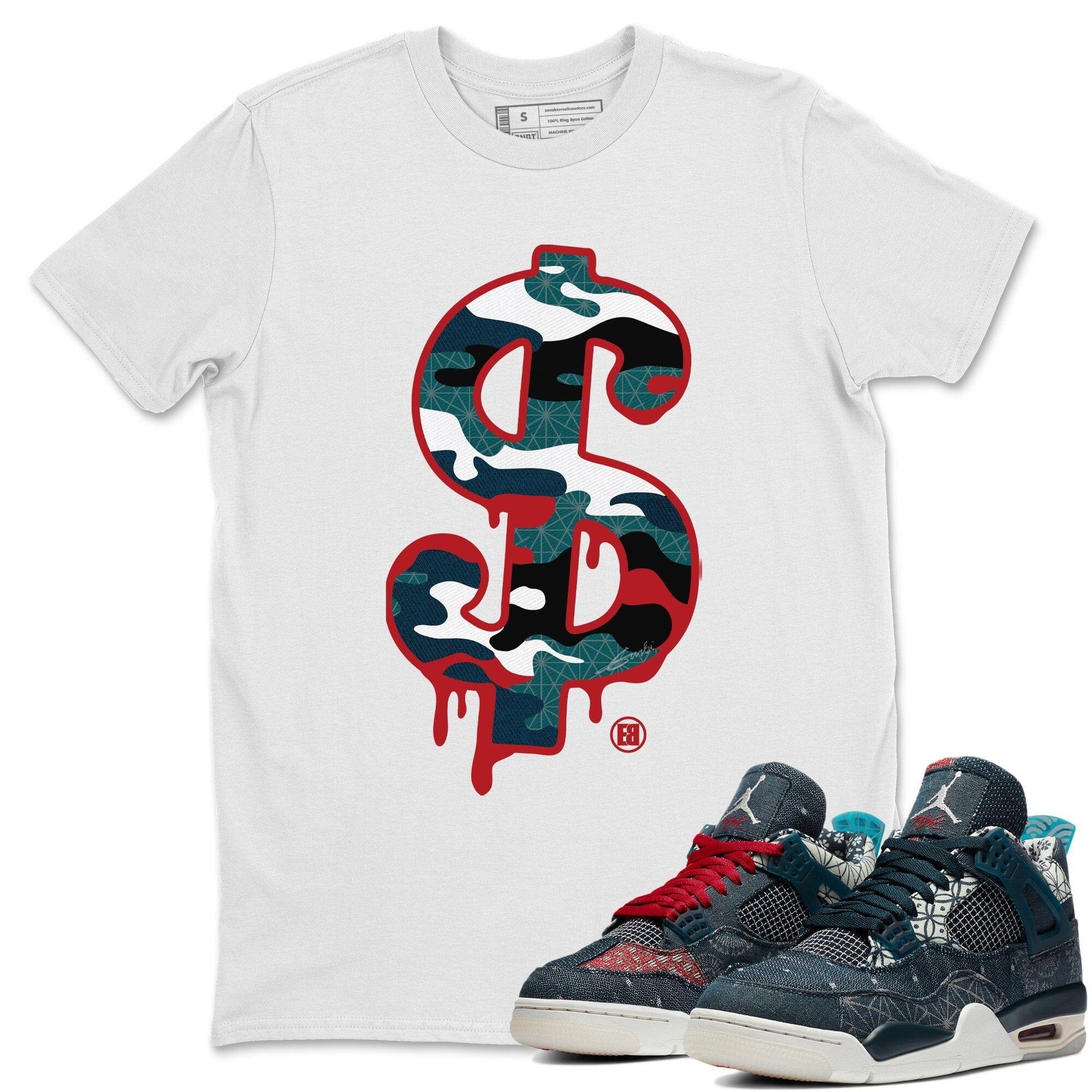 Dollar Camo Unisex Tops - Air Jordan 4 Deep Ocean