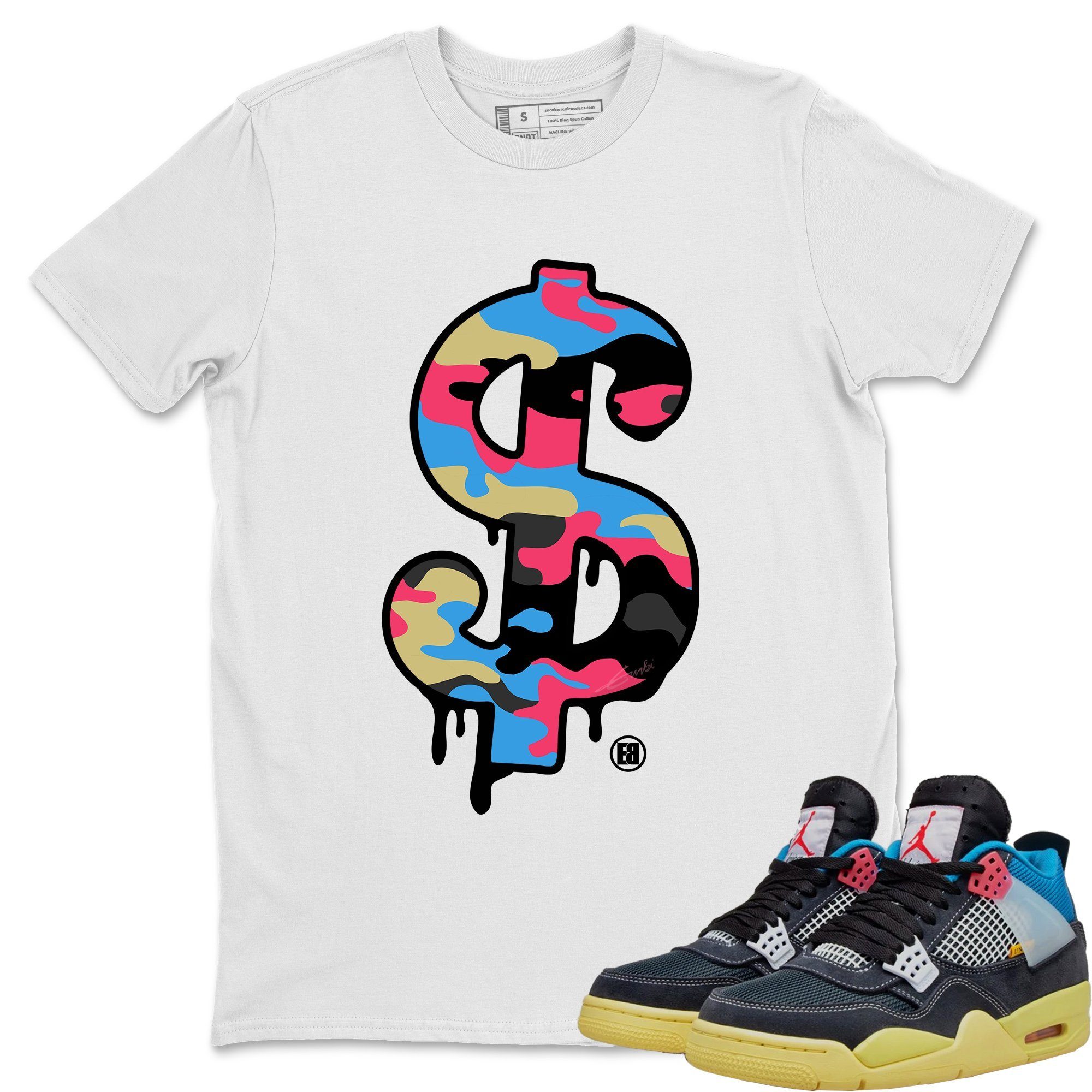 Dollar Camo Unisex Tops - Air Jordan 4 Union Off Noir