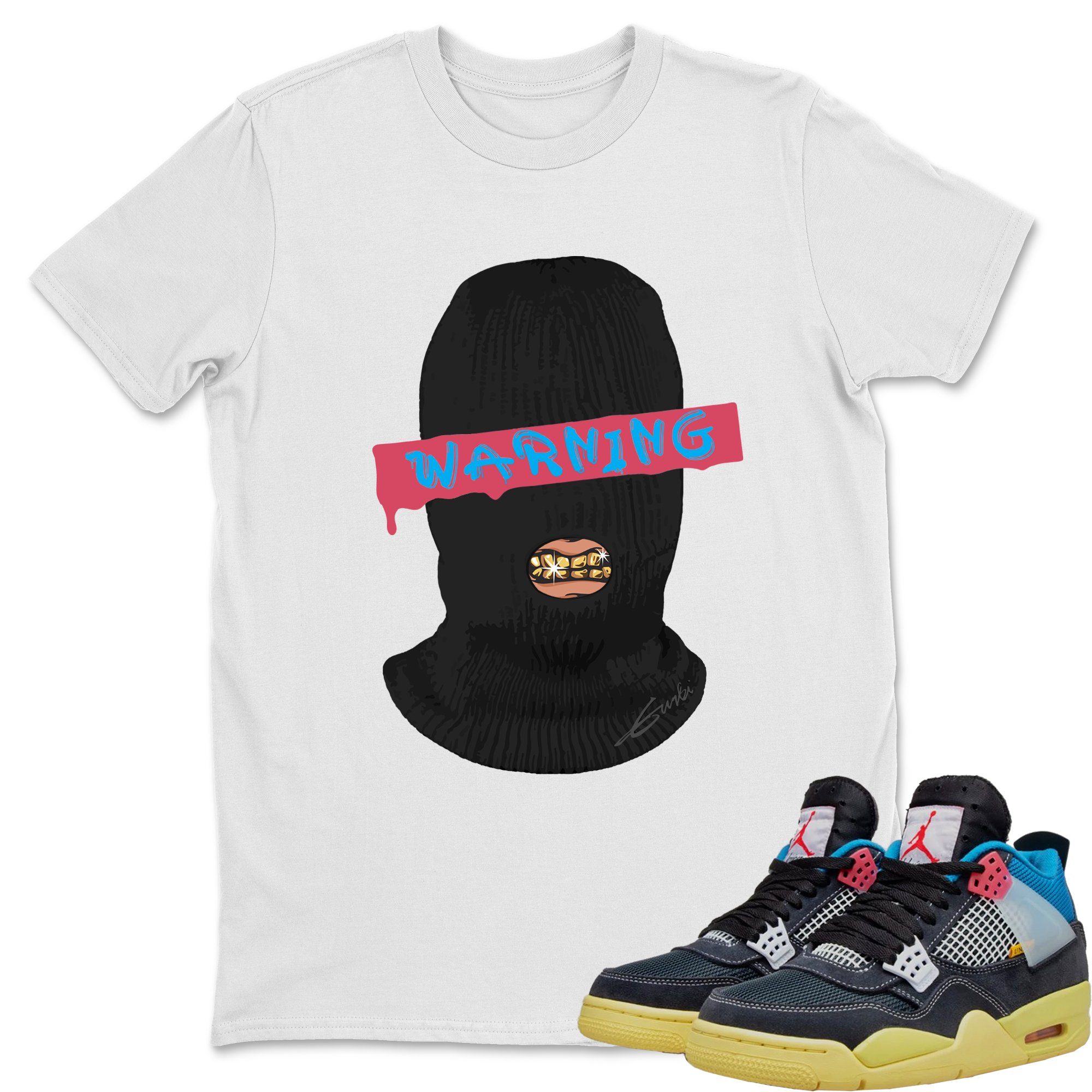 Warning Unisex Tops - Air Jordan 4 Union Off Noir