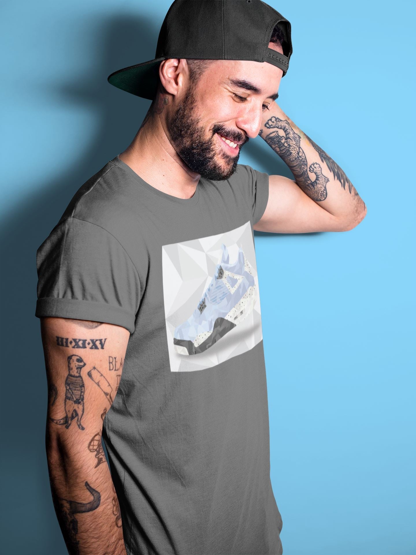 Shoe Polygon Unisex Tops - Air Jordan 4 University Blue