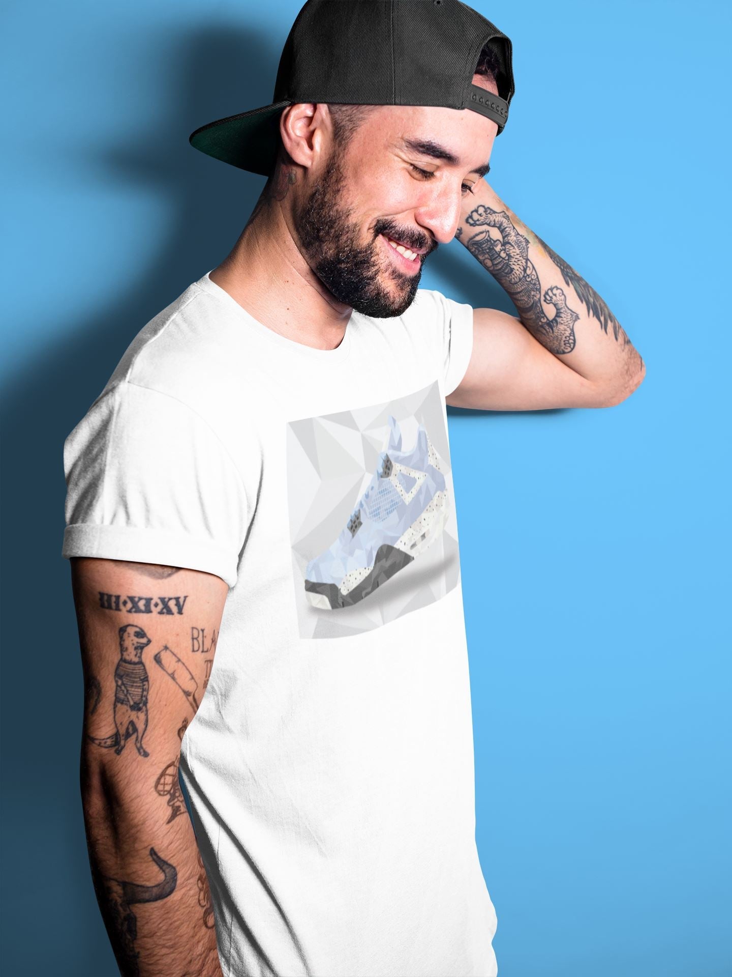 Shoe Polygon Unisex Tops - Air Jordan 4 University Blue