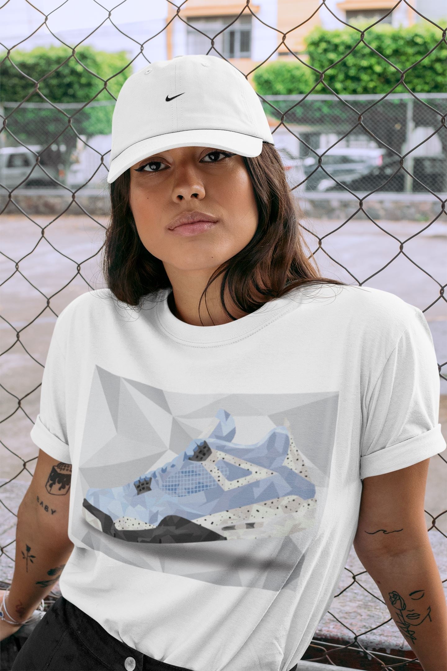 Shoe Polygon Unisex Tops - Air Jordan 4 University Blue
