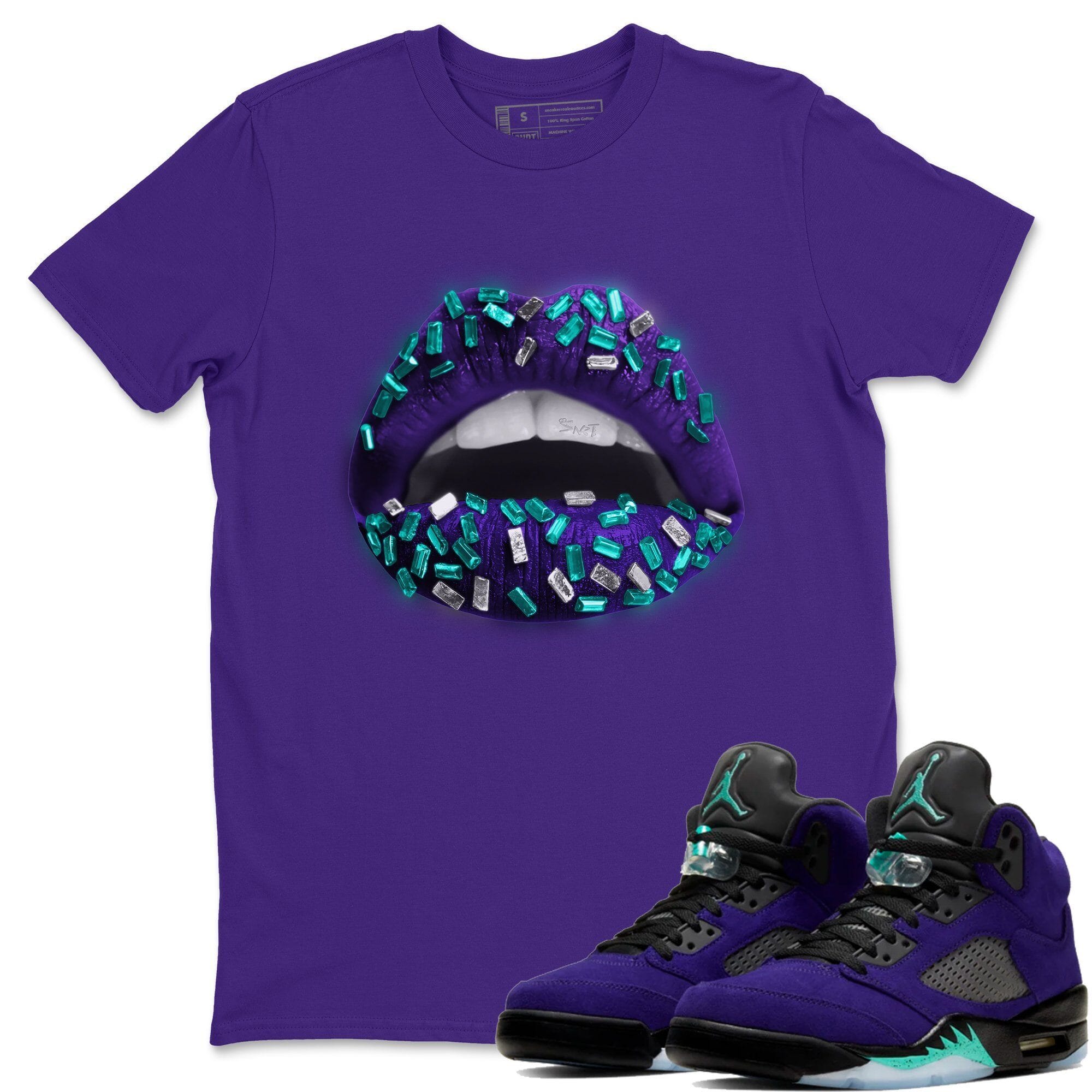 Lips Jewel Unisex Tops - Air Jordan 5 Purple Grape