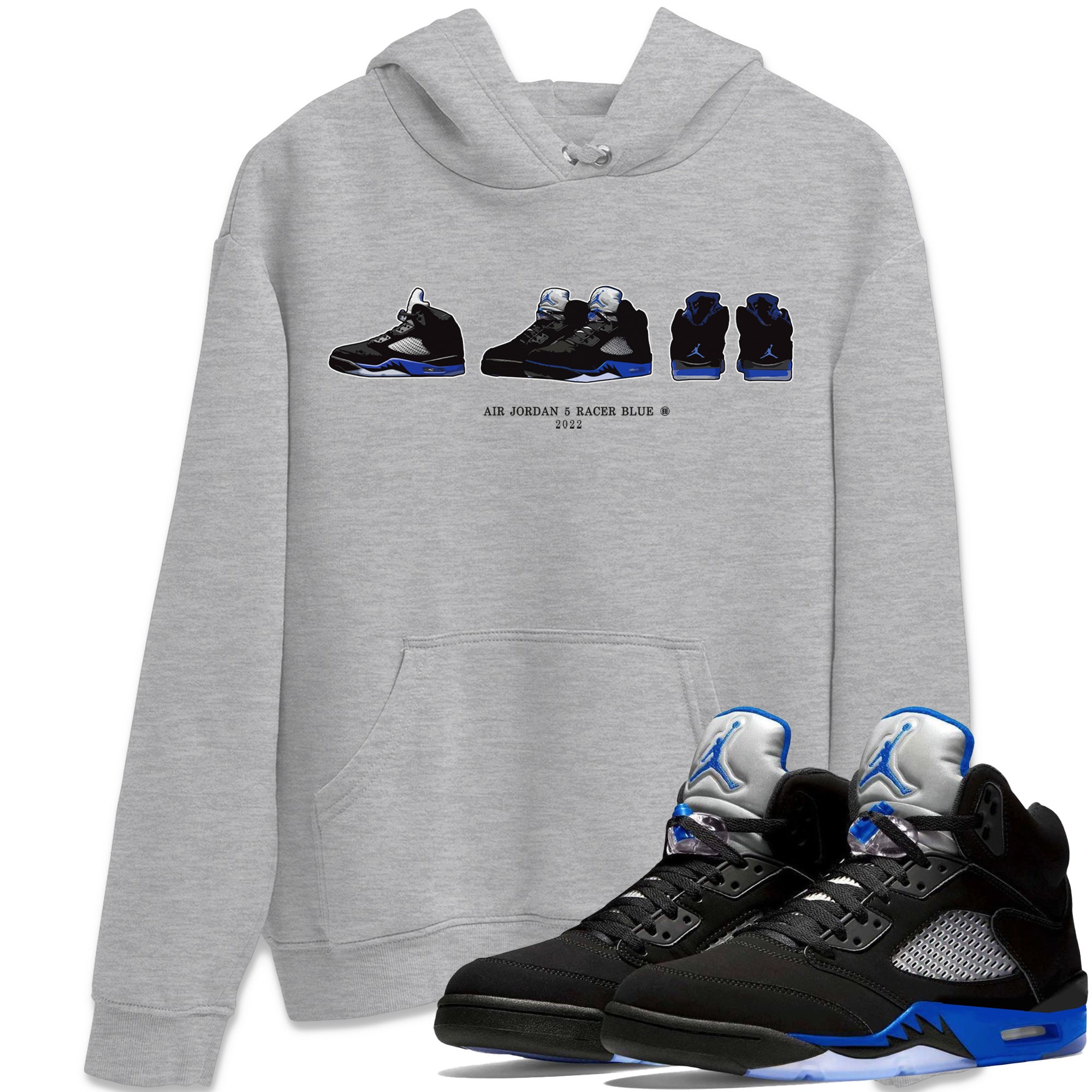 snkmatch Prelude Unisex Tops - Air Jordan 5 Racer Blue