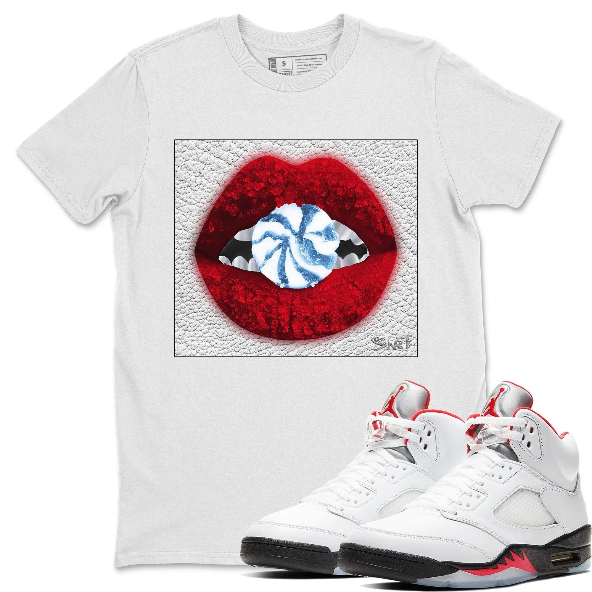 Lips Candy Unisex Tops - Air Jordan 5 Fire Red