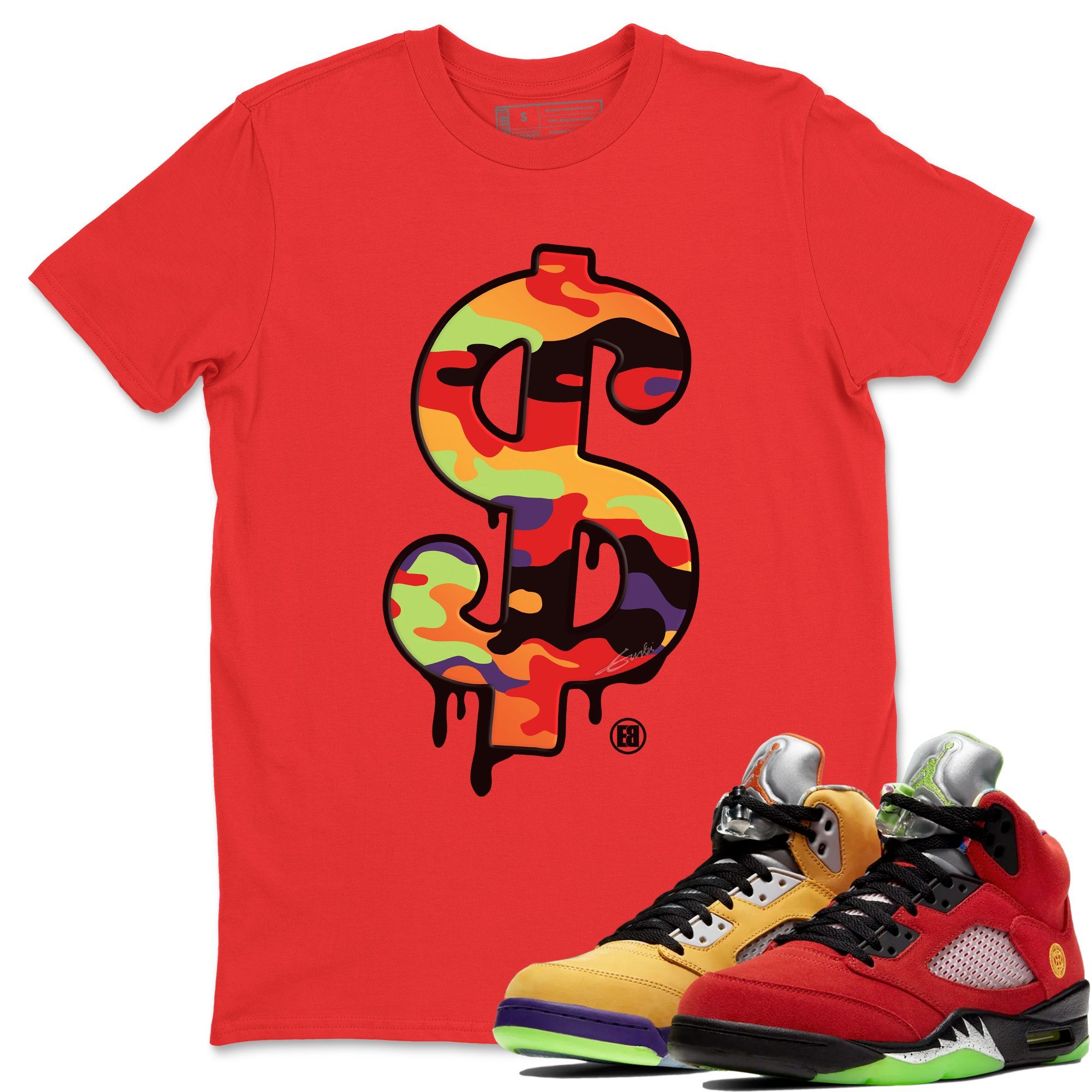 Dollar Camo Unisex Tops - Air Jordan 5 What The