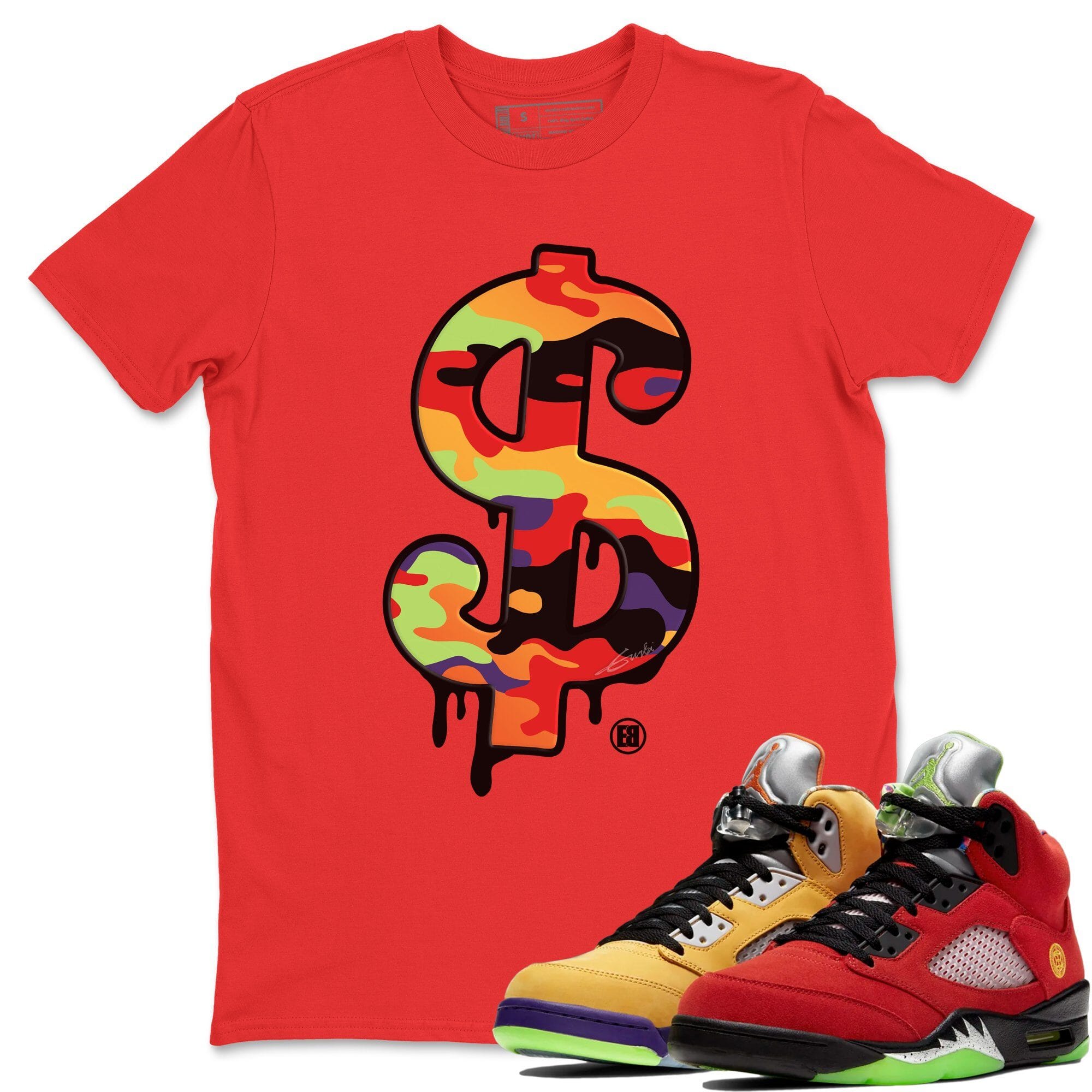 Dollar Camo Unisex Tops - Air Jordan 5 What The