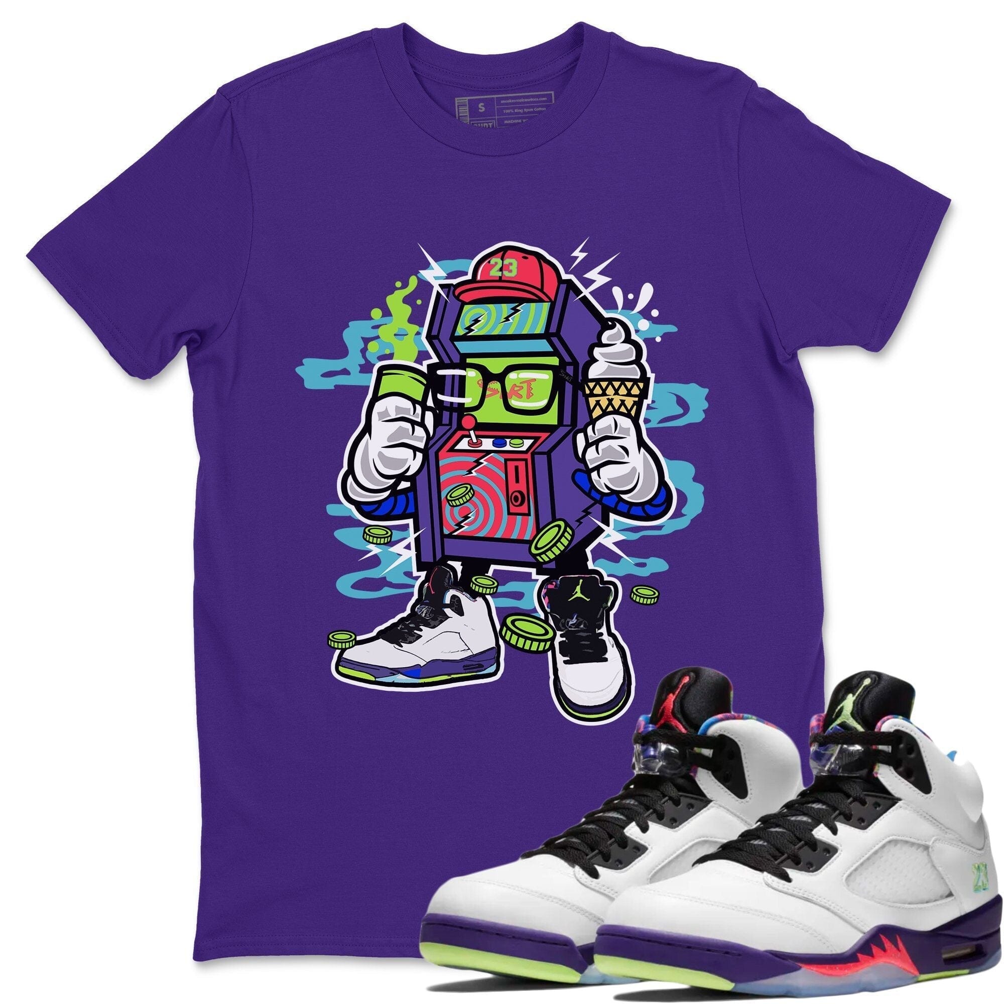 Arcade Game Machine Unisex Tops - Air Jordan 5 Ghost Green
