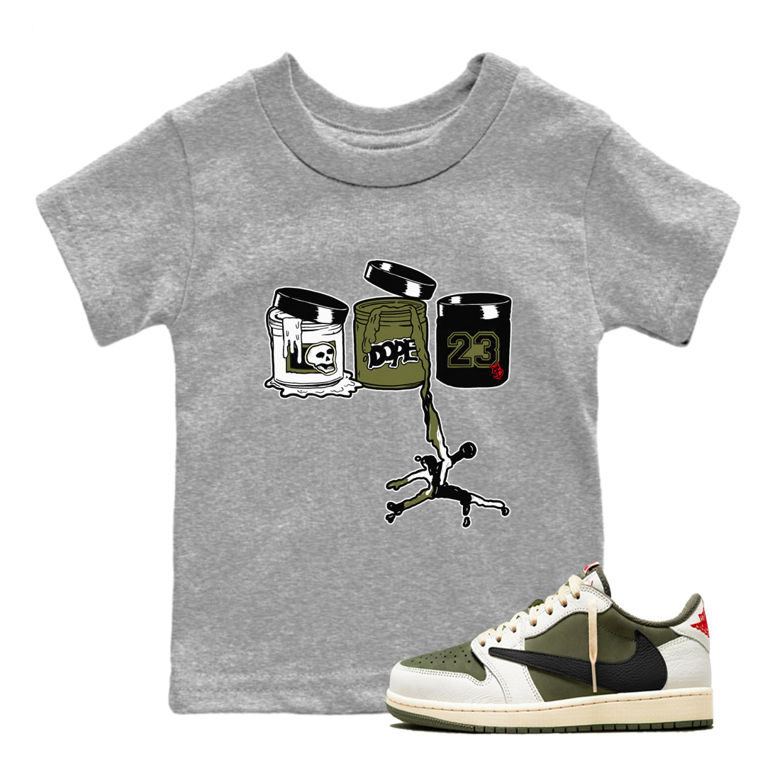Jordan Paint snkmatch Tees Kids - Air Jordan 1 Travis Scott Medium Olive