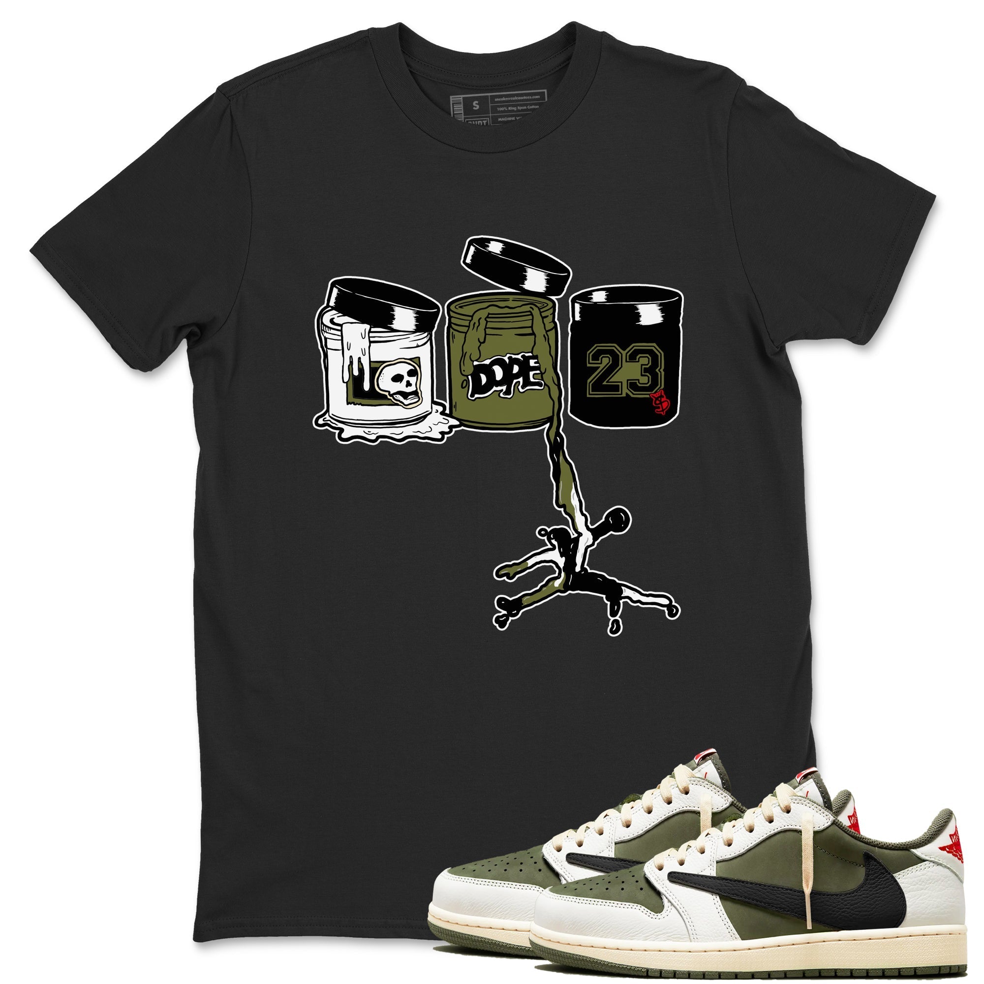 Jordan Paint snkmatch Tees - Air Jordan 1 Travis Scott Medium Olive