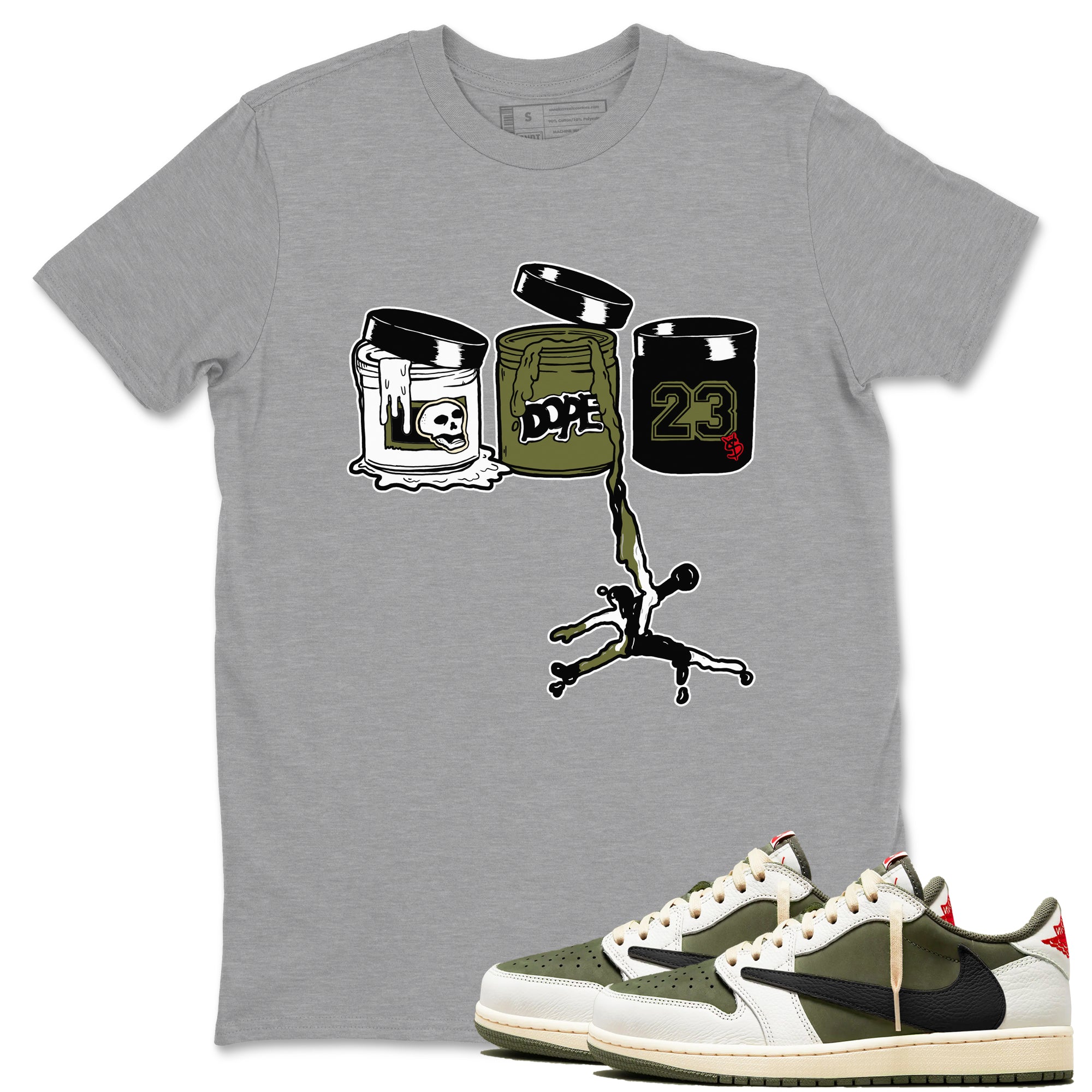 Jordan Paint snkmatch Tees - Air Jordan 1 Travis Scott Medium Olive