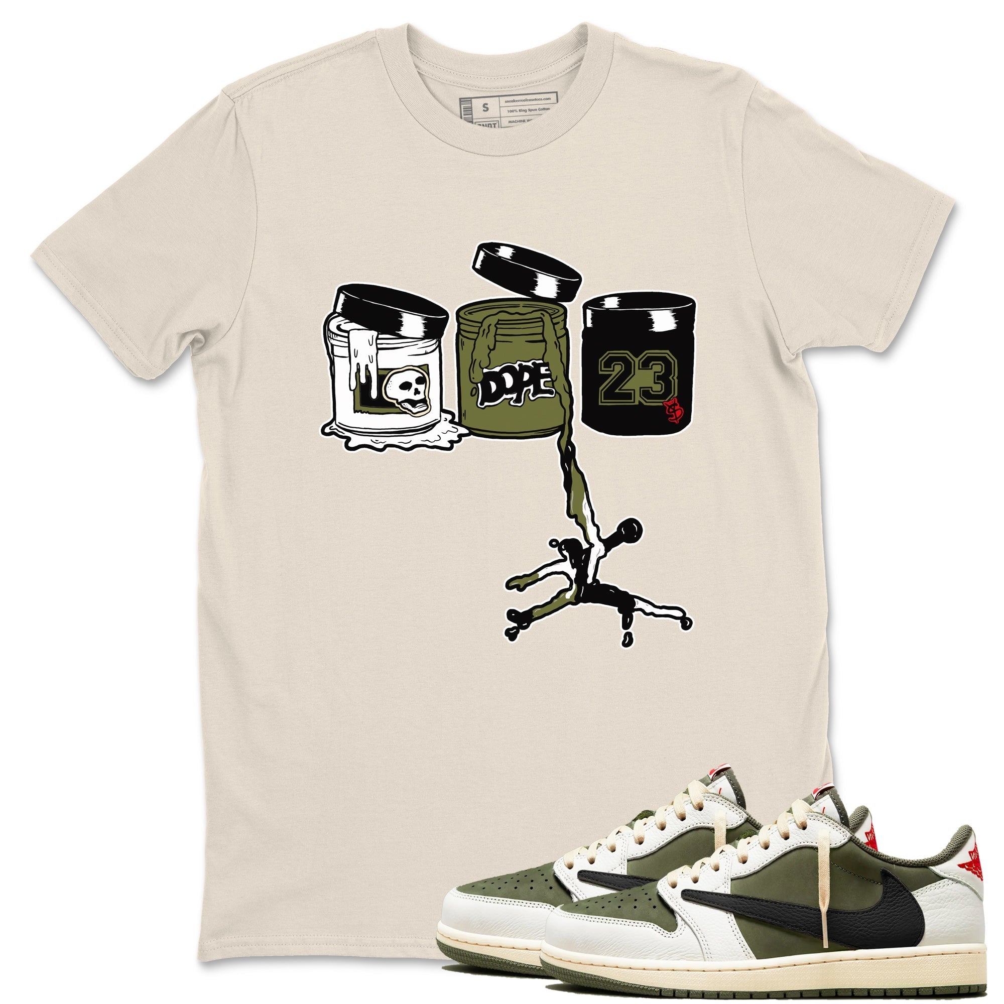 Jordan Paint snkmatch Tees - Air Jordan 1 Travis Scott Medium Olive