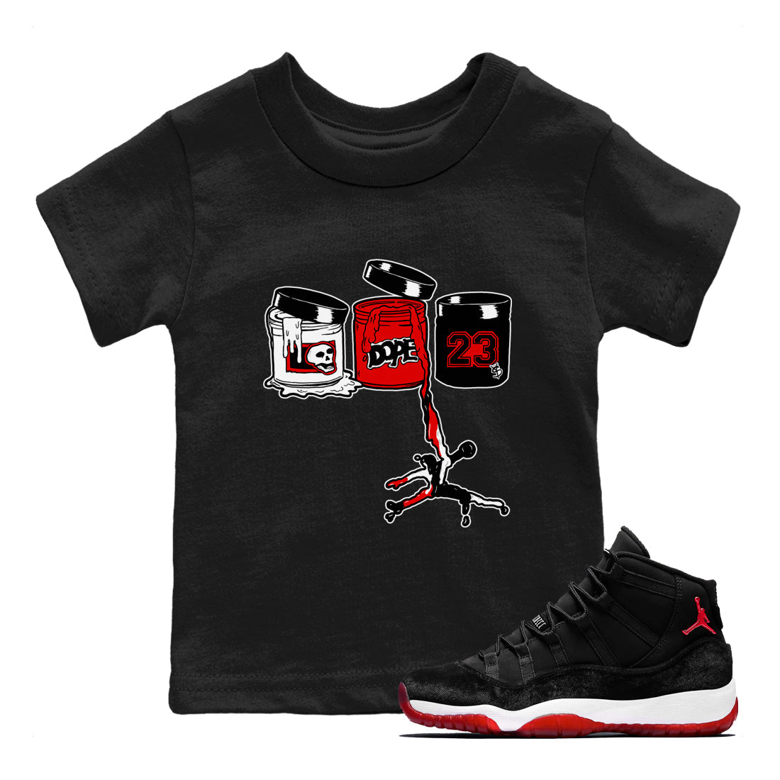 Jordan Paint snkmatch Tees Kids - Air Jordan 11 Bred Velvet