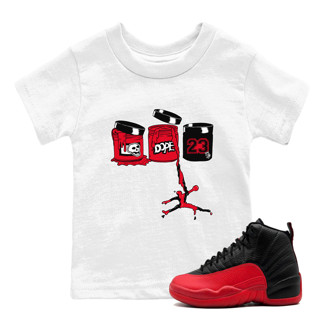 Jordan Paint snkmatch Tees Kids - Air Jordan 12 Flu Game