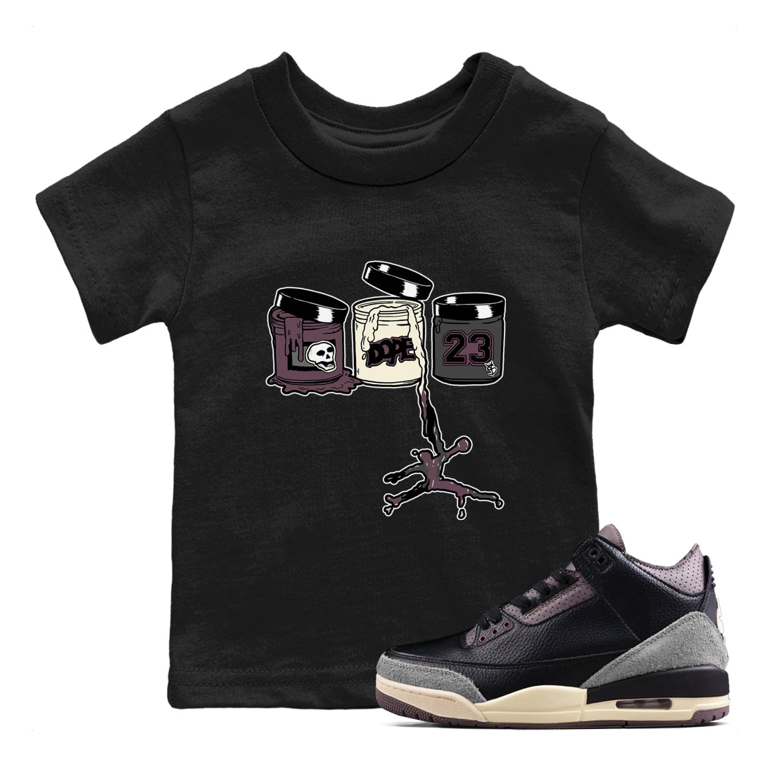 Jordan Paint snkmatch Tees Kids - Air Jordan 3 A Ma Maniere x Black