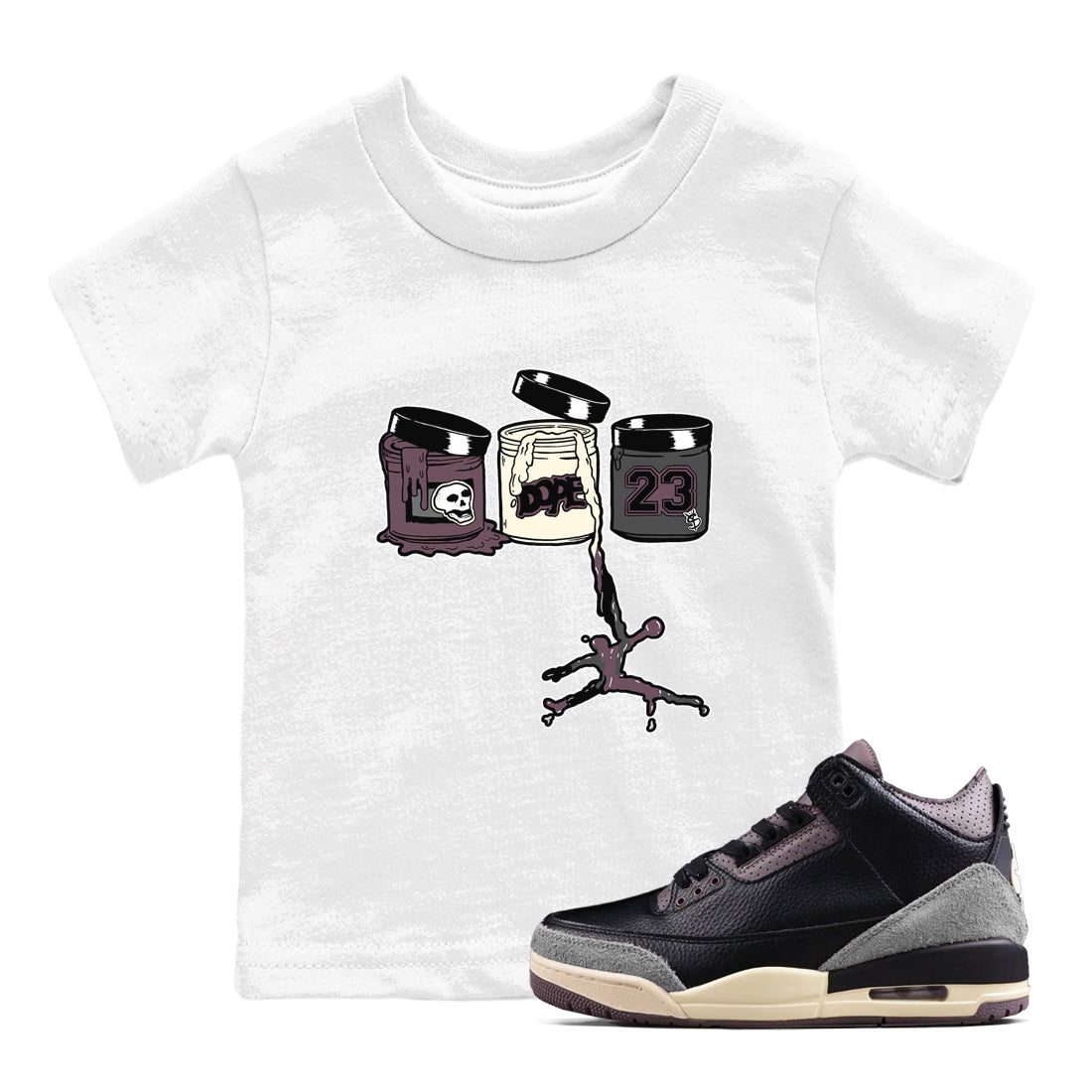 Jordan Paint snkmatch Tees Kids - Air Jordan 3 A Ma Maniere x Black