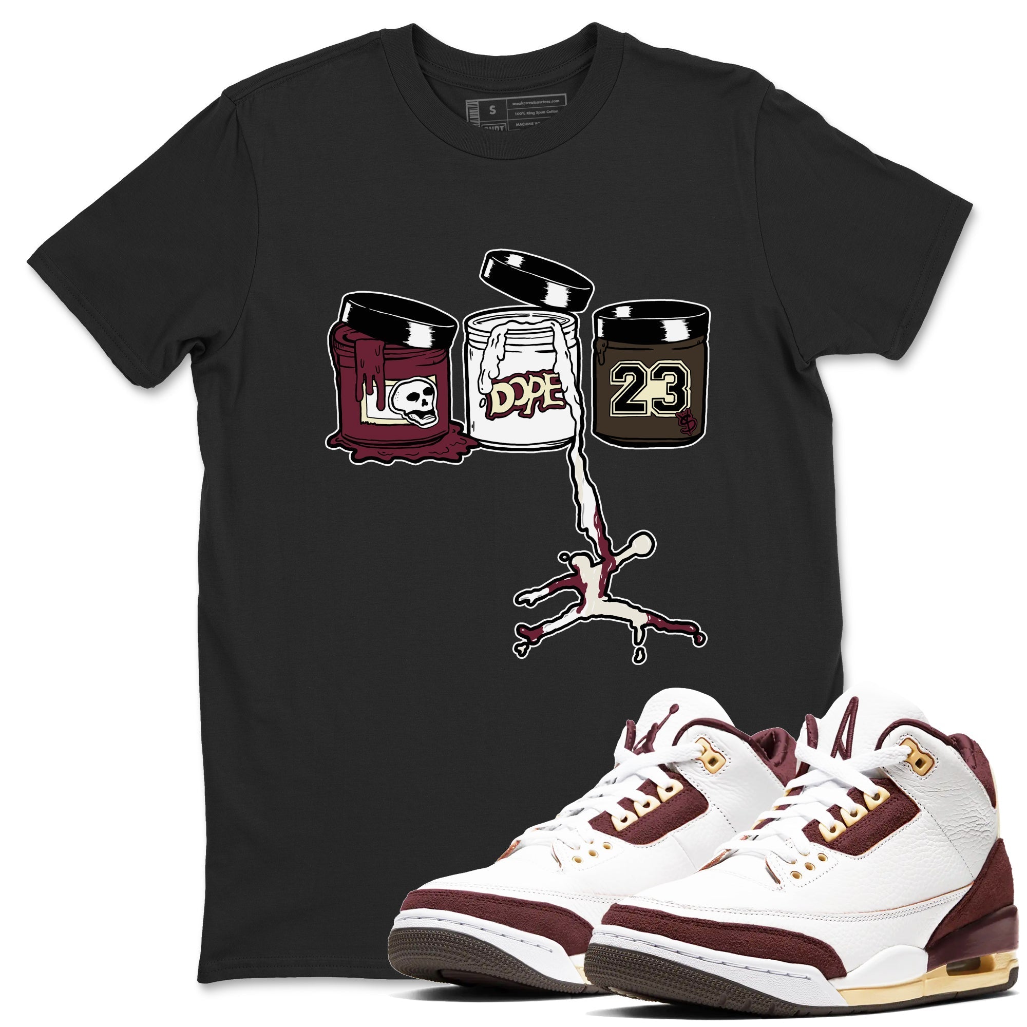 Jordan Paint snkmatch Tees - Air Jordan 3 A Ma Maniere x Burgundy Crush