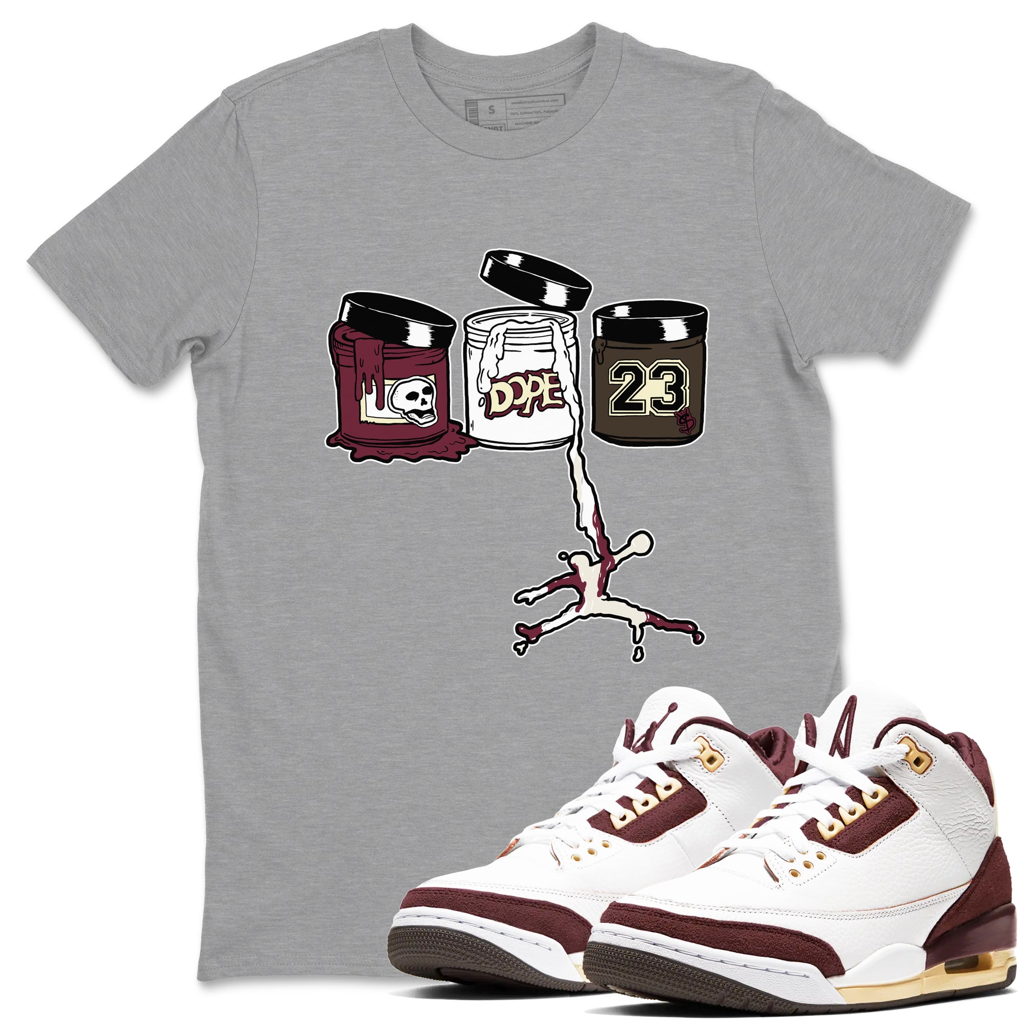 Jordan Paint snkmatch Tees - Air Jordan 3 A Ma Maniere x Burgundy Crush