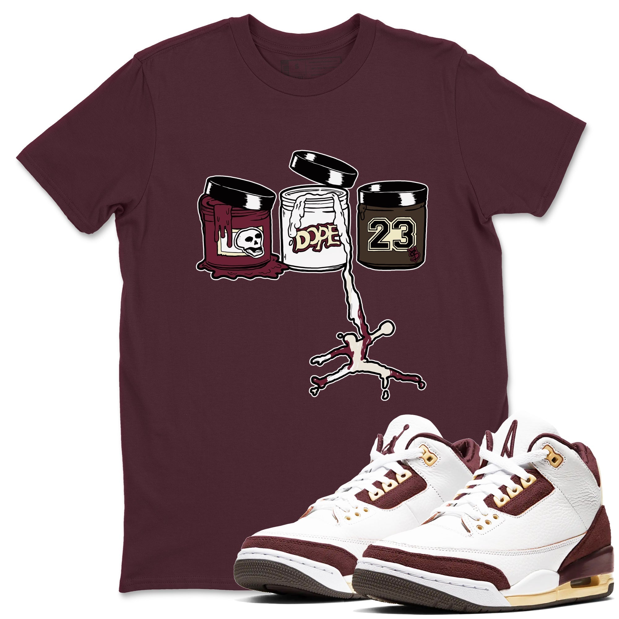 Jordan Paint snkmatch Tees - Air Jordan 3 A Ma Maniere x Burgundy Crush