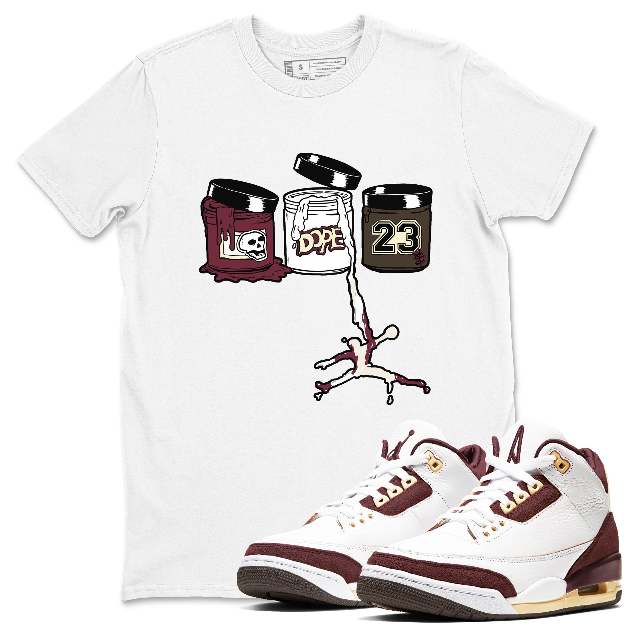 Jordan Paint snkmatch Tees - Air Jordan 3 A Ma Maniere x Burgundy Crush