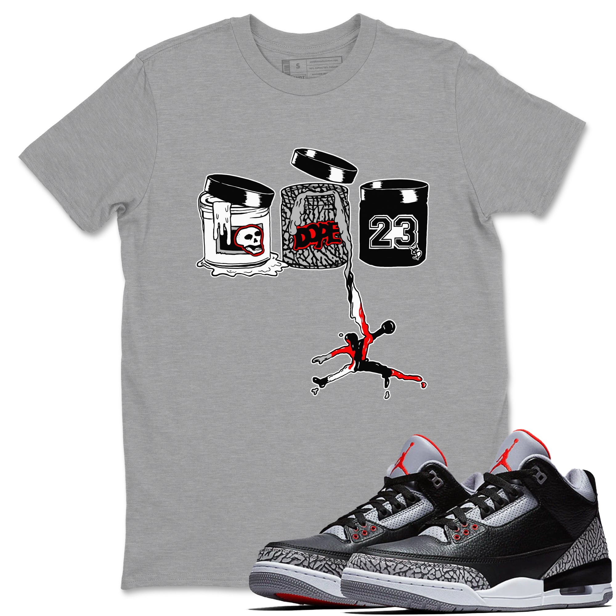 Jordan Paint snkmatch Tees - Air Jordan 3 Black Cement