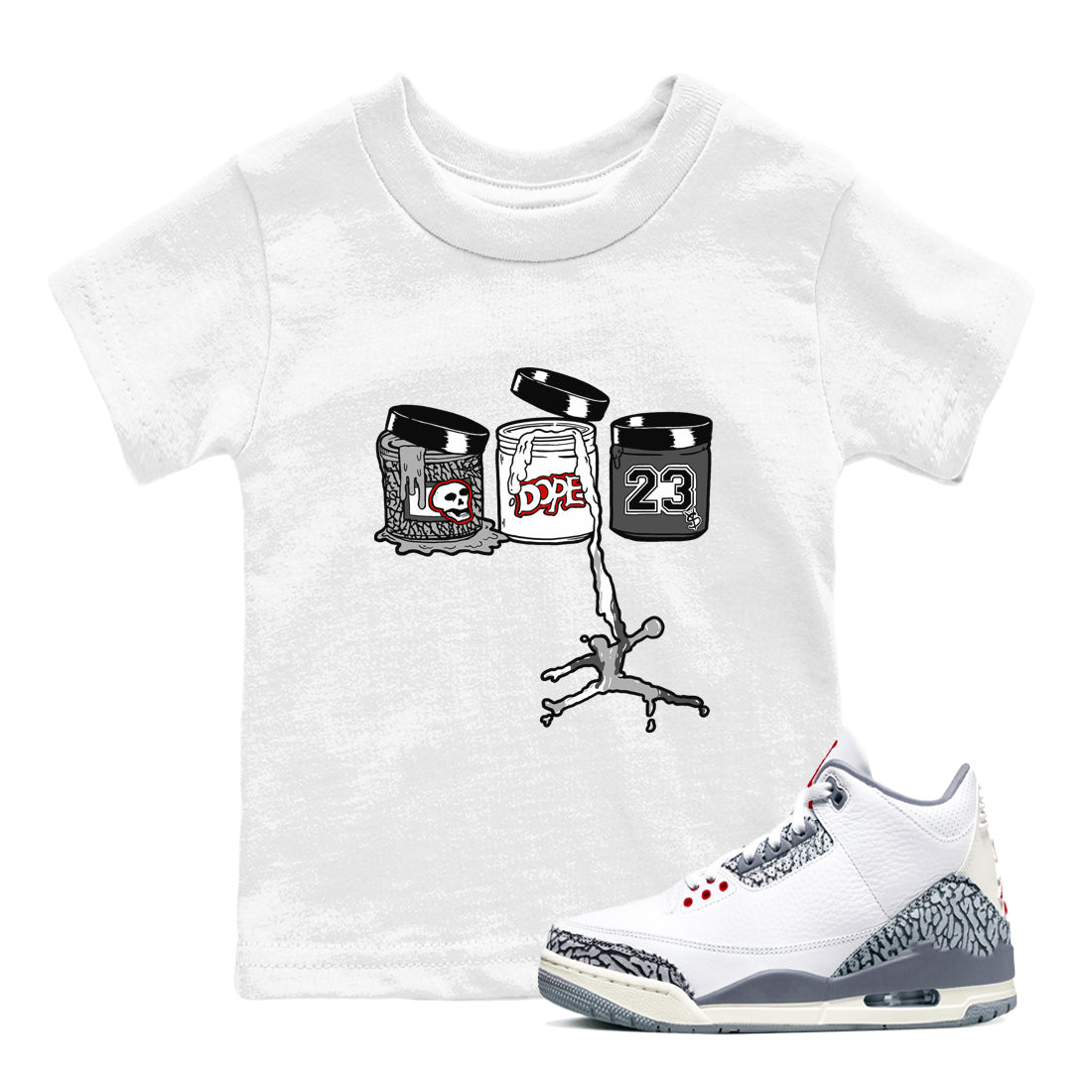 Jordan Paint snkmatch Tees Kids - Air Jordan 3 Cement Grey