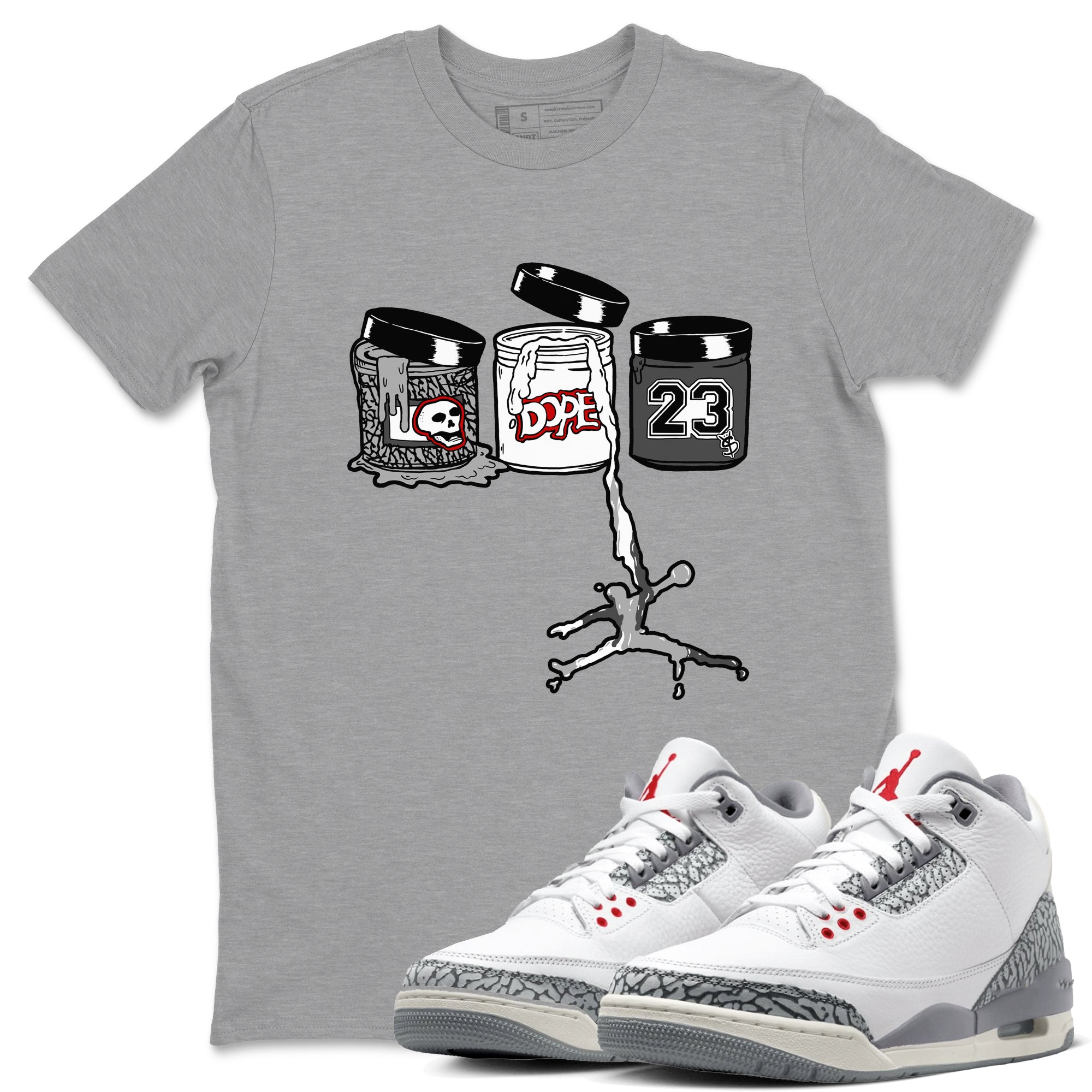 Jordan Paint snkmatch Tees - Air Jordan 3 Cement Grey