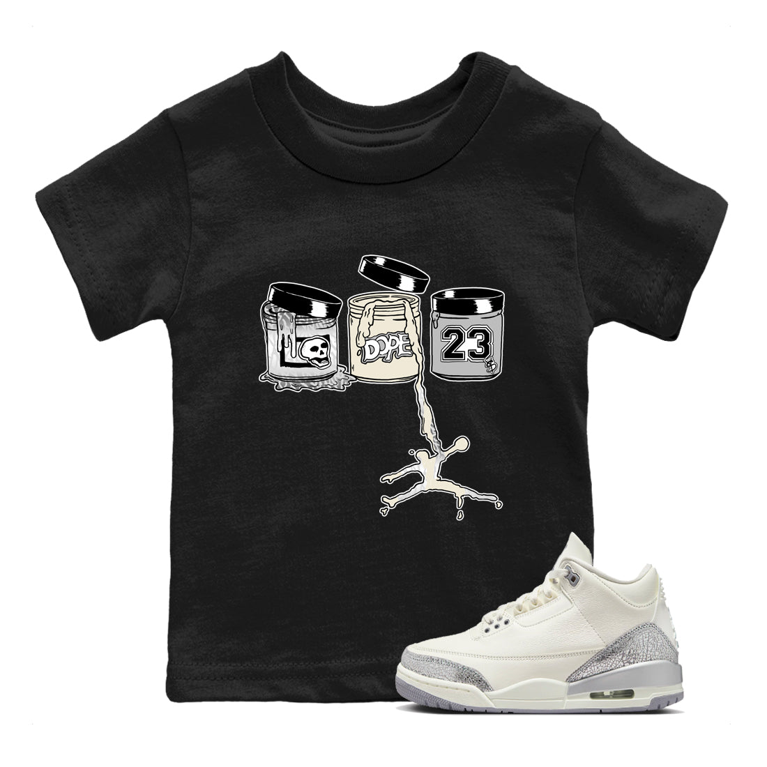 Jordan Paint snkmatch Tees Kids - Air Jordan 3 Sail and Cement Grey