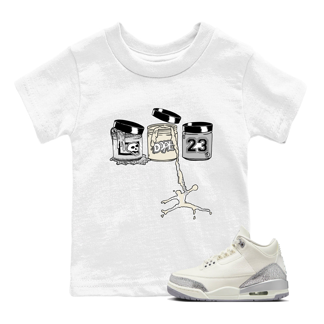 Jordan Paint snkmatch Tees Kids - Air Jordan 3 Sail and Cement Grey