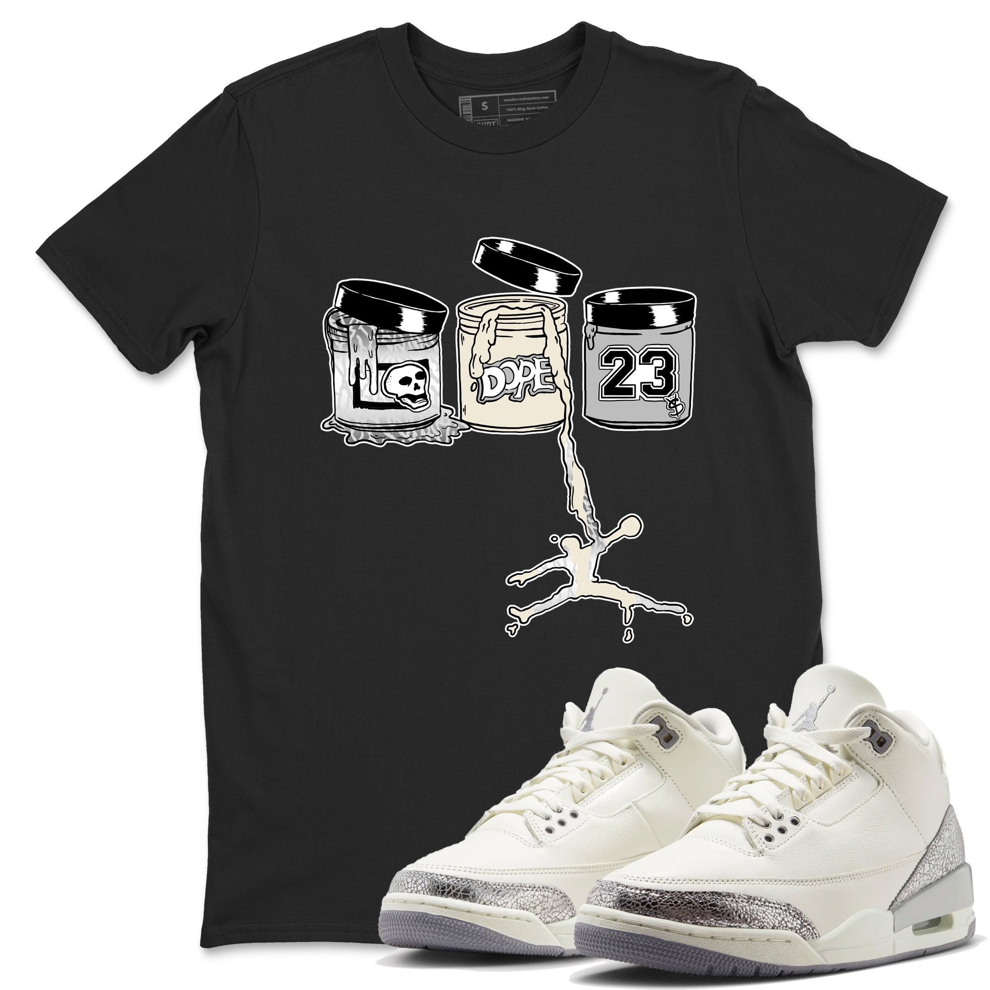 Jordan Paint snkmatch Tees - Air Jordan 3 Sail and Cement Grey