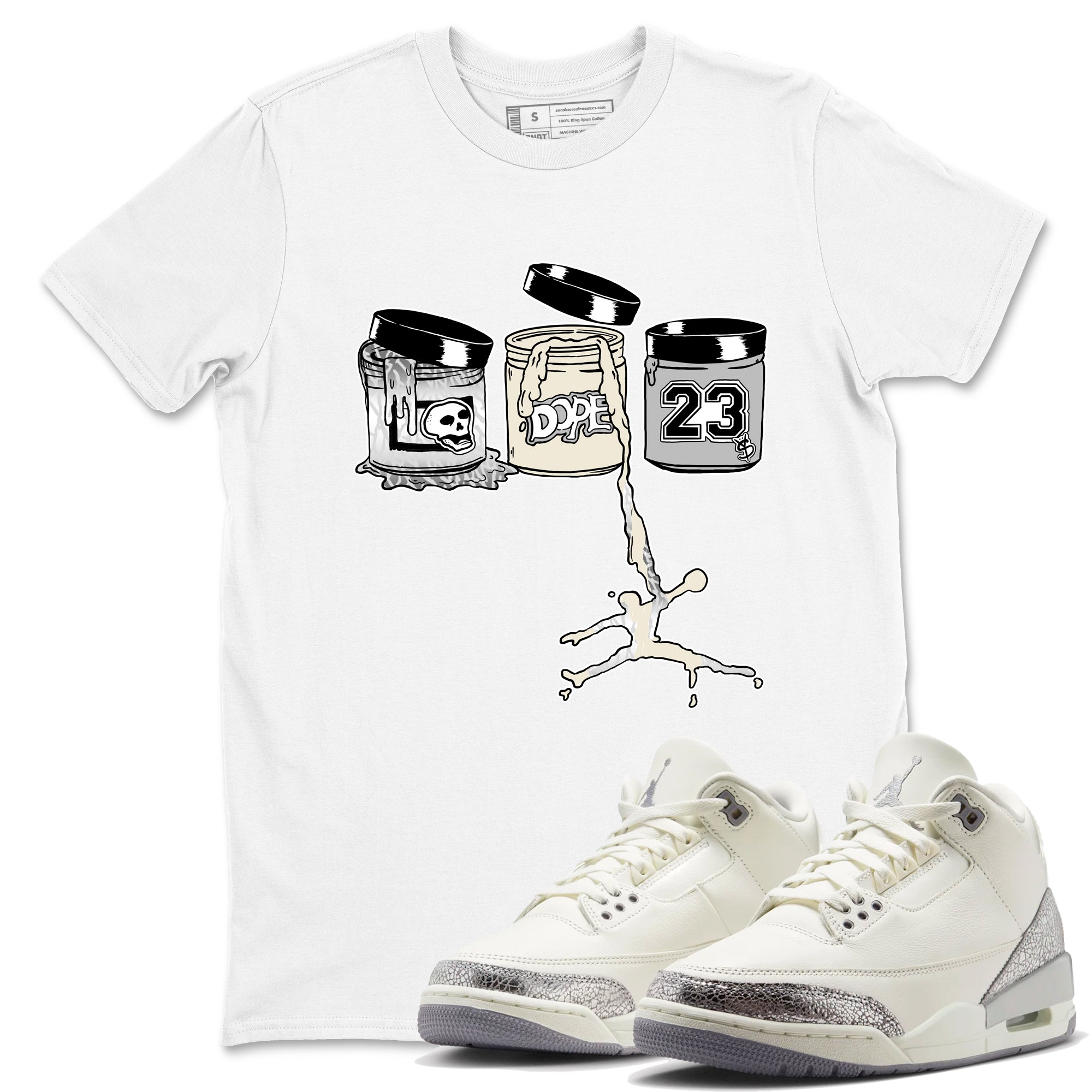 Jordan Paint snkmatch Tees - Air Jordan 3 Sail and Cement Grey