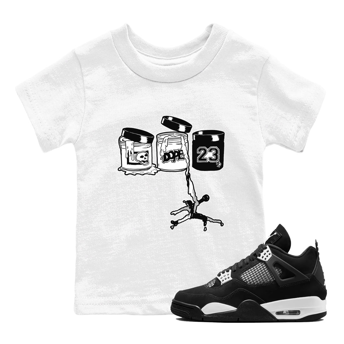 Jordan Paint snkmatch Tees Kids - Air Jordan 4 White Thunder