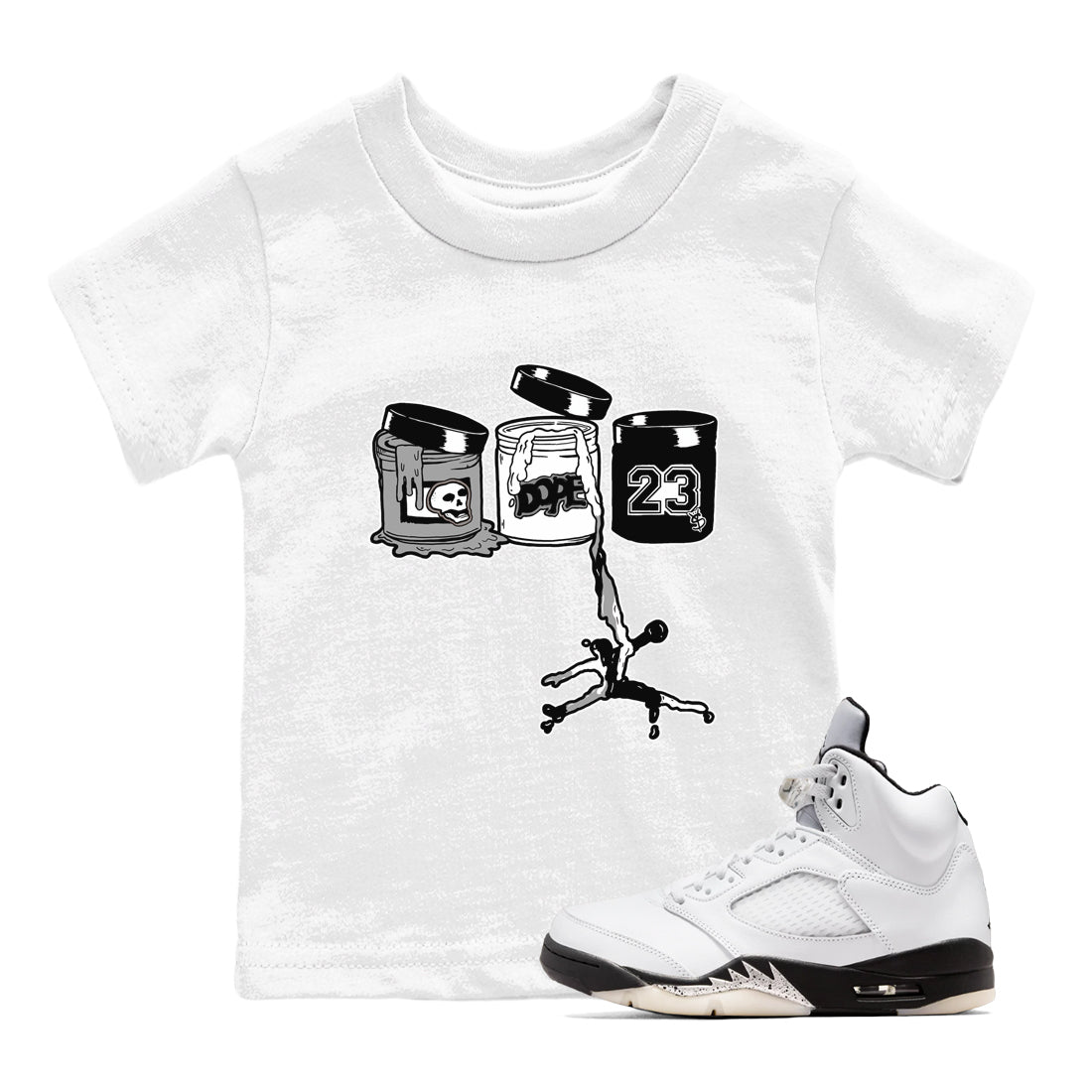 Jordan Paint snkmatch Tees Kids - Air Jordan 5 White Black